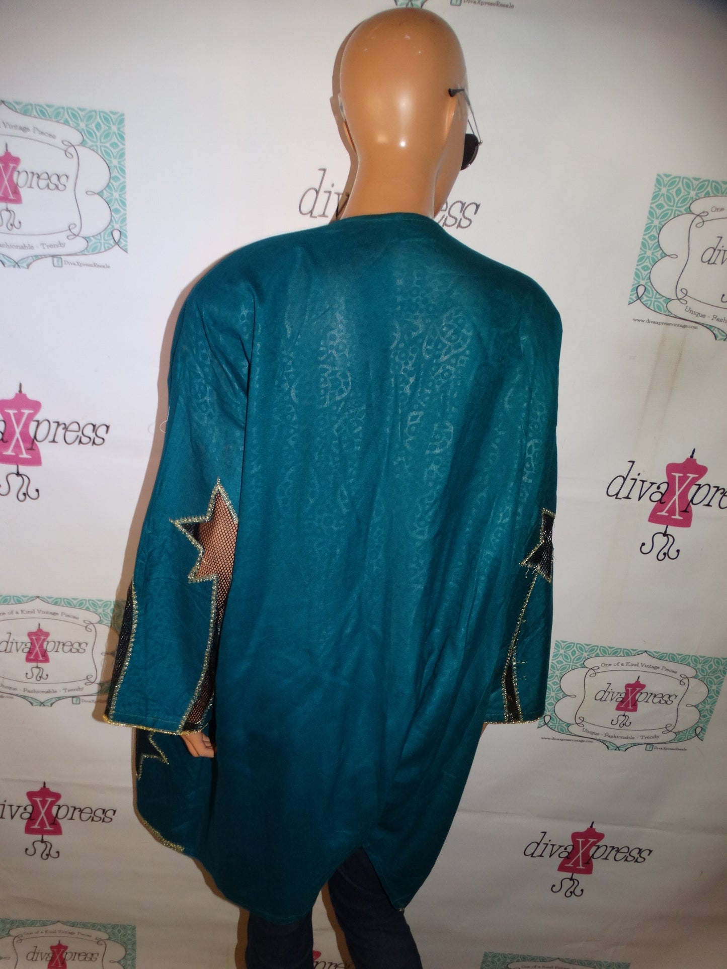 Vintage Rija Green/Black/Gold Star Throw Size 3x