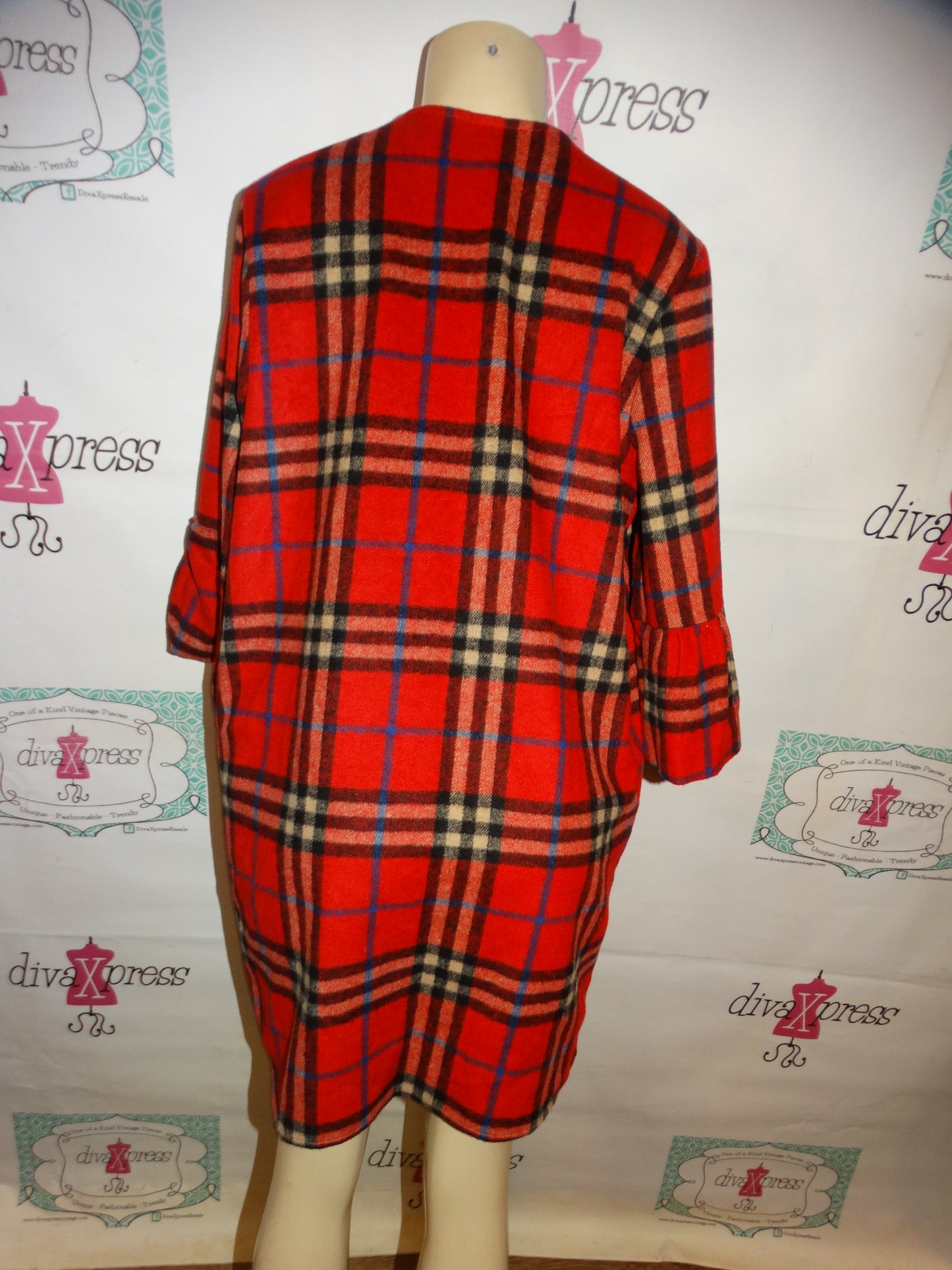 Red/black Plaid Wool Jacket/Throw Size S/M