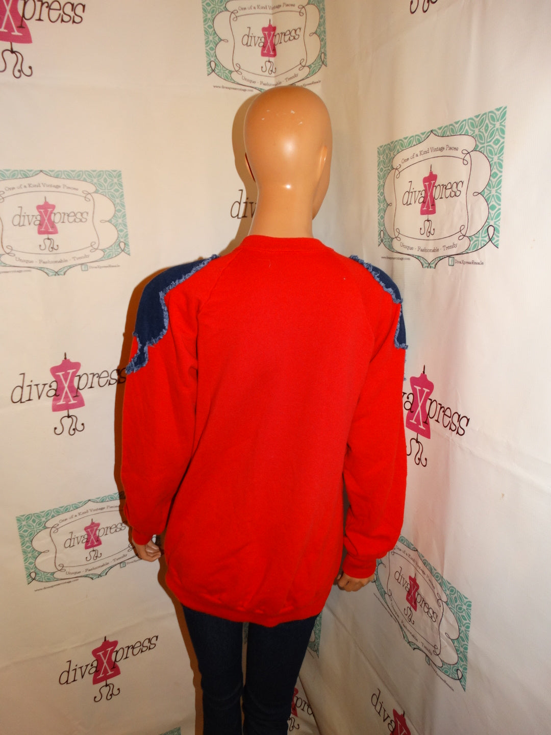 Vintage Red Jean Sweat Shirt Size L