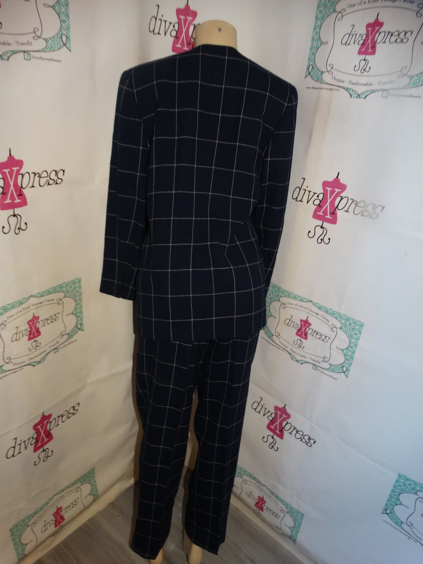 Vintage JH Collectibles Blue/White Stripe 2 Piece Pants Set Size M