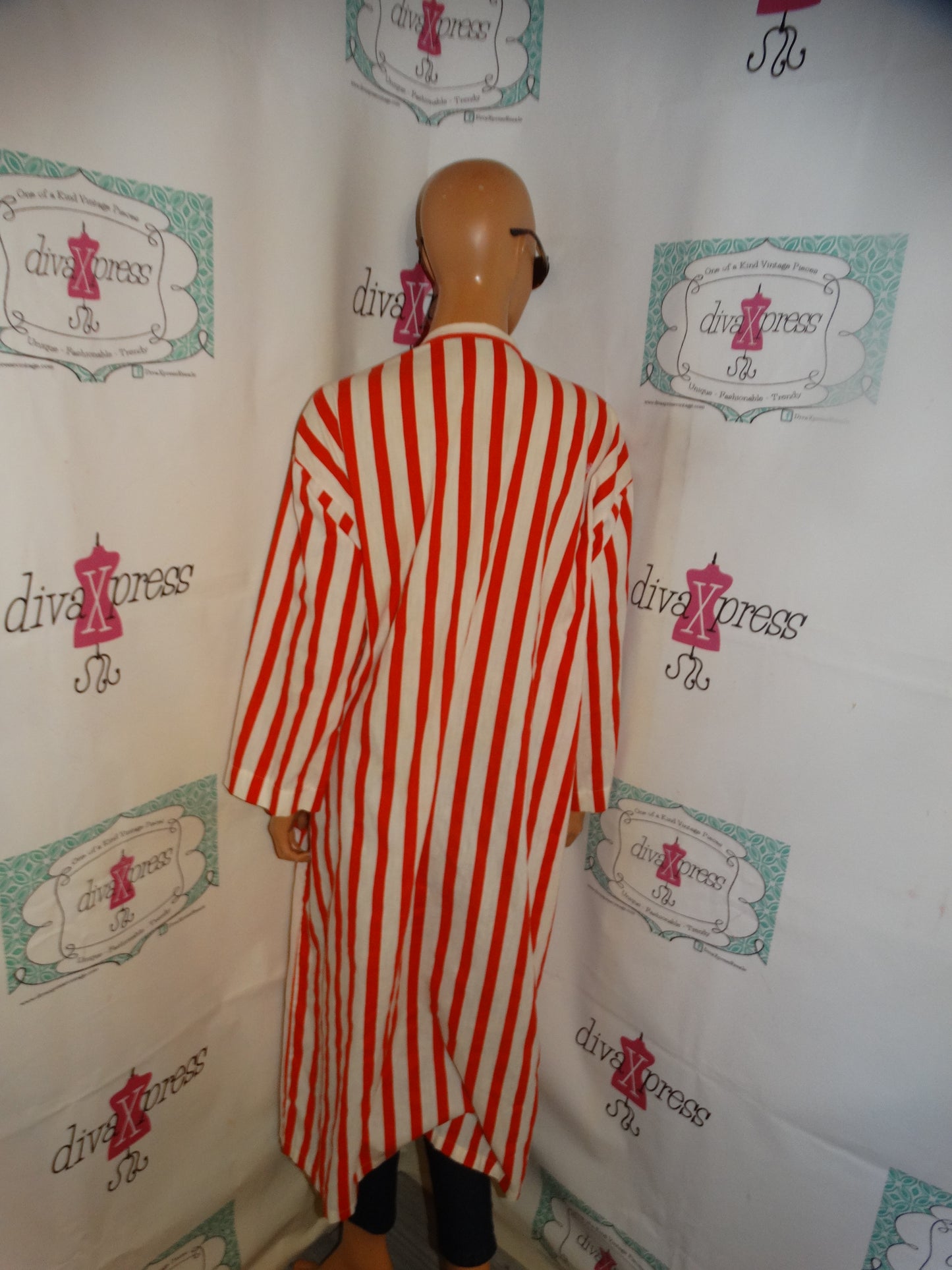 Vintage Pierrre Cardin Red/White Stripe Duster Size 1x