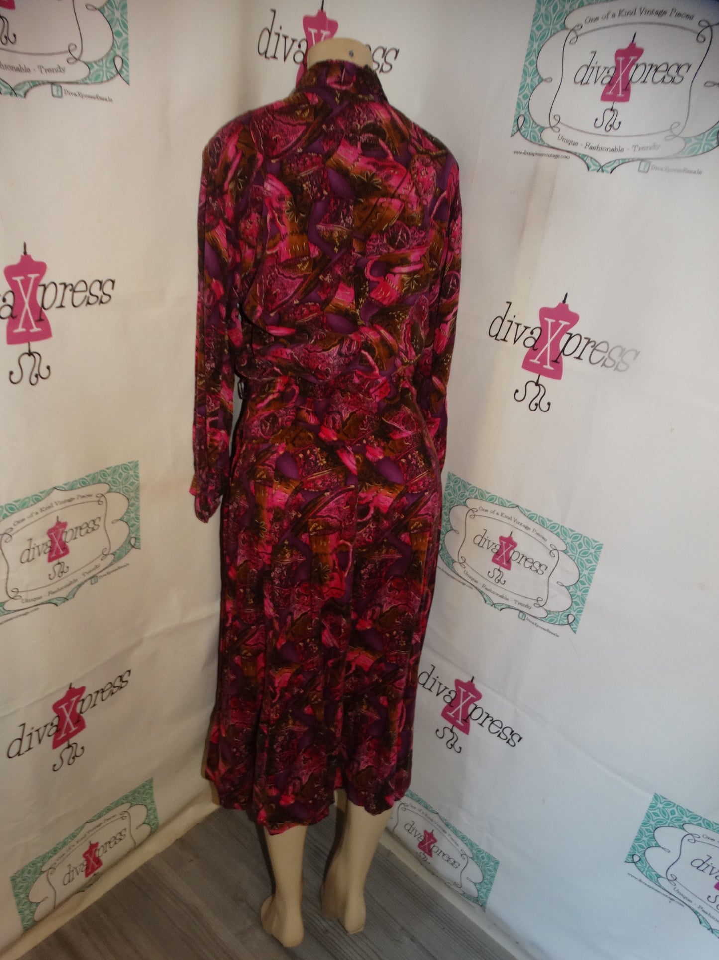 Vintage Lesile Fay Pink/Fuchisa 2 Piece Skirt Set Size M