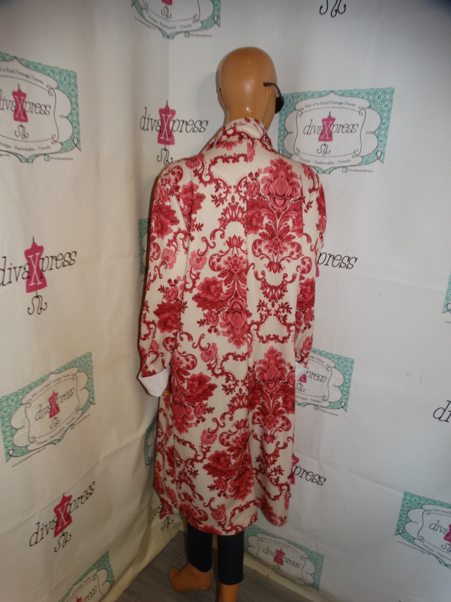 Vintage Pink/Cream Long Duster Coat Size 1x