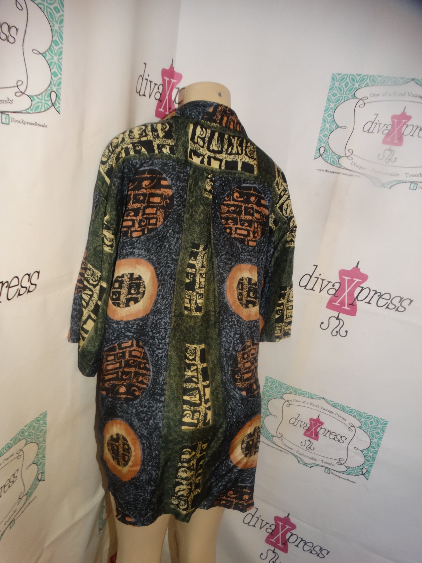 Vintage Utopia Green/Brown Blouse Size 1x