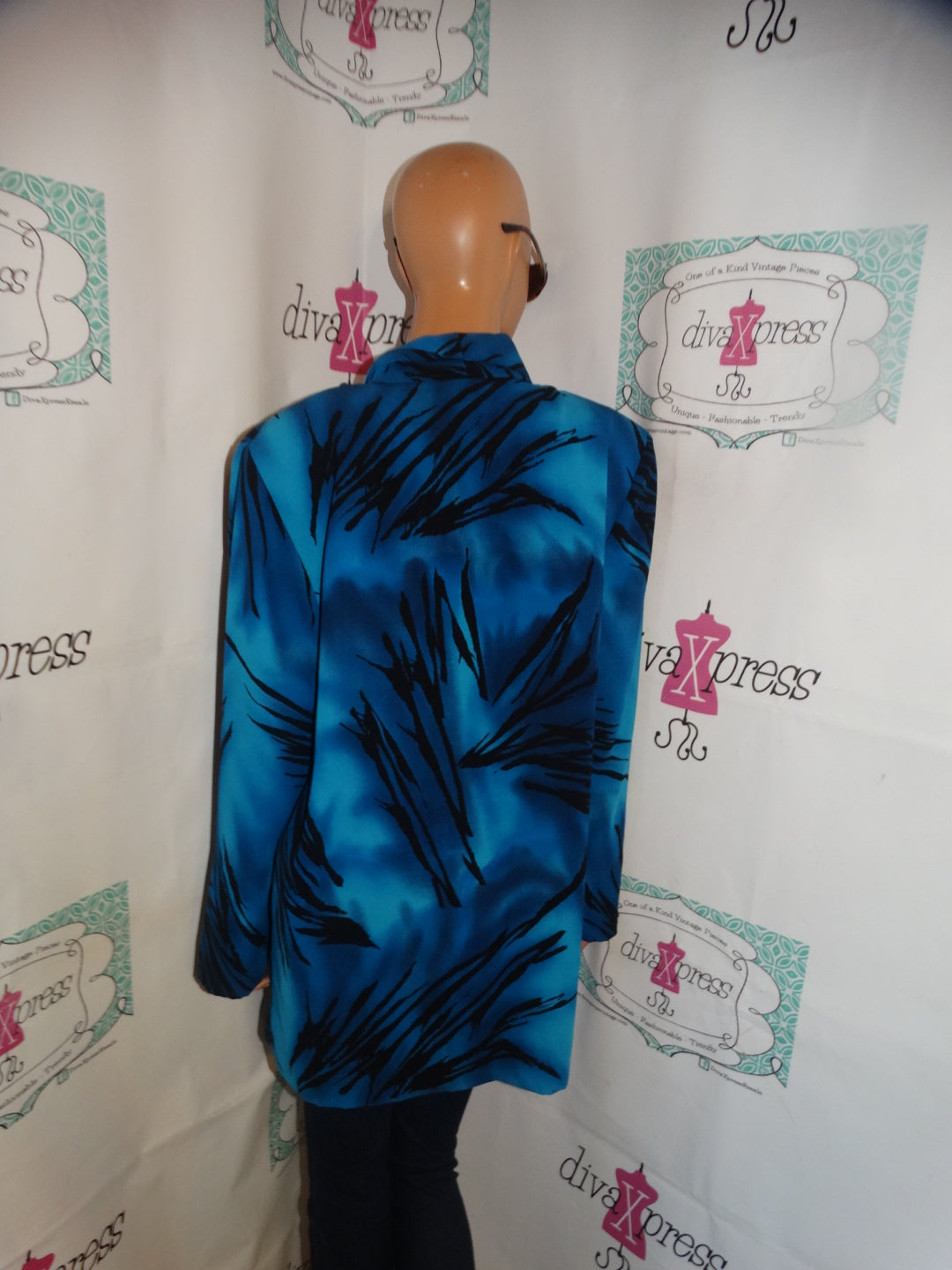 Vintage Kensington Square Blue/Black Blazer Size XL