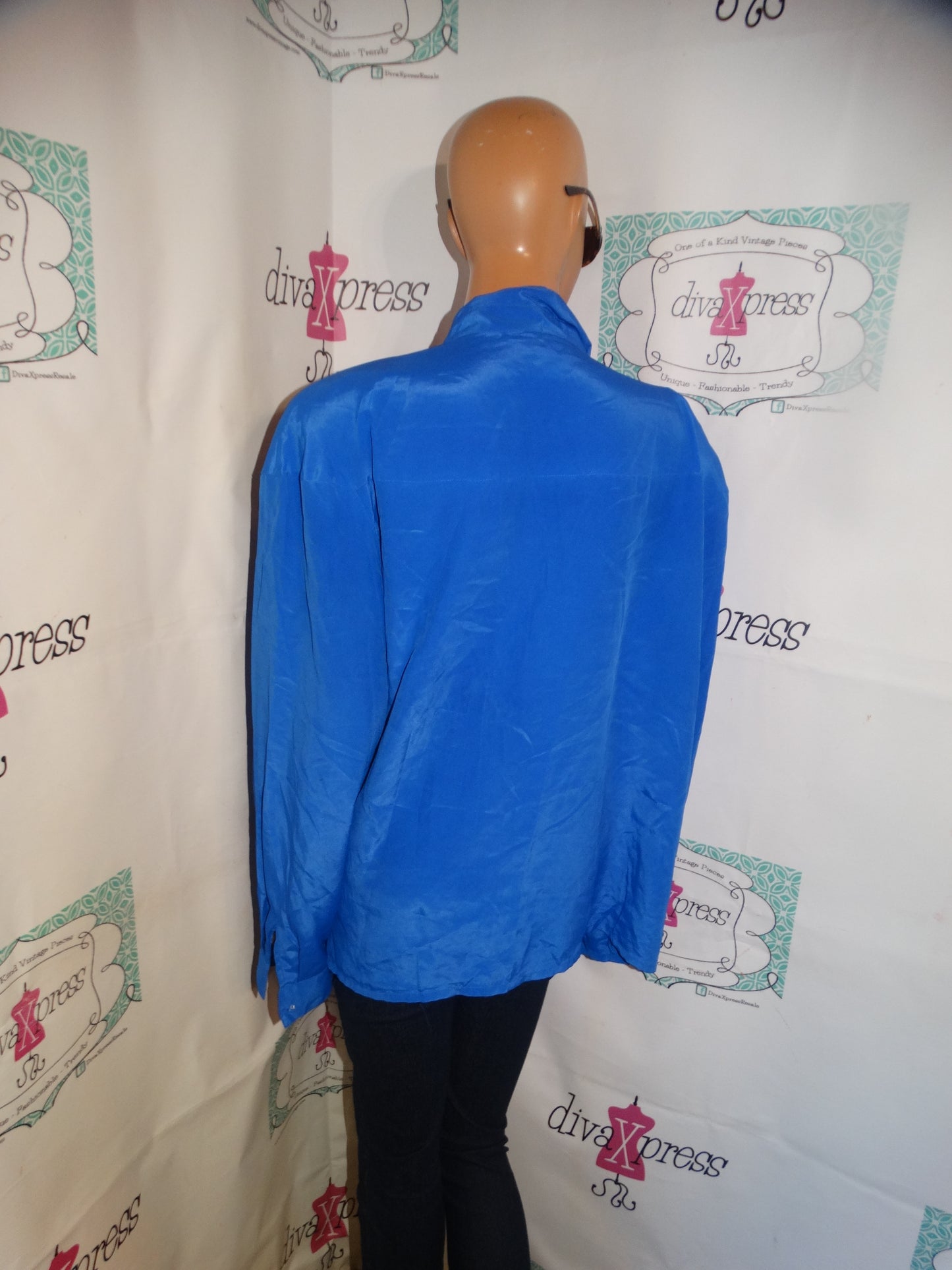 Vintage Maggie Barnes Blue/Gold Blouse Size 2x