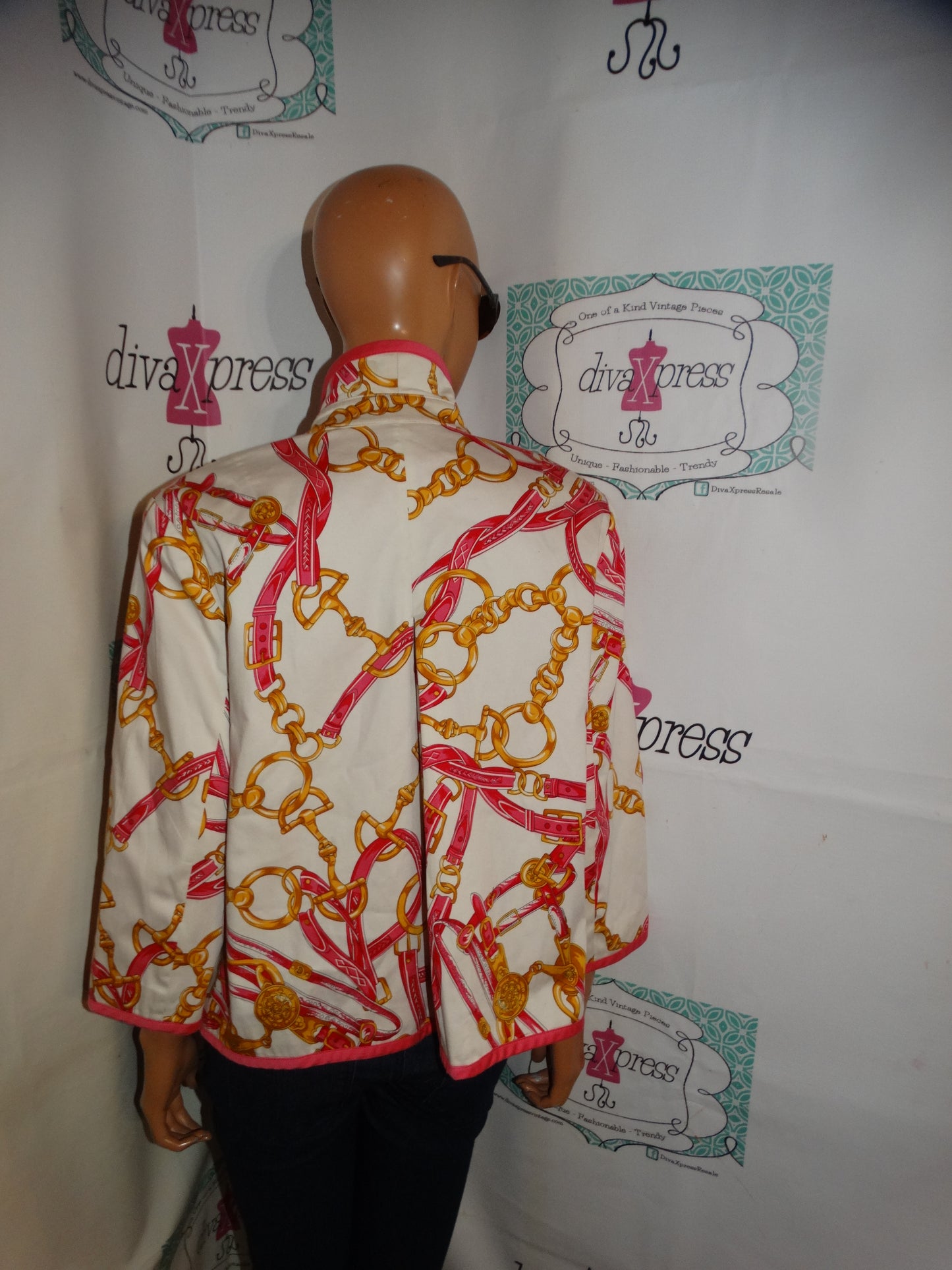 Vintage Musette White Pink/ Gold Jacket Size XL