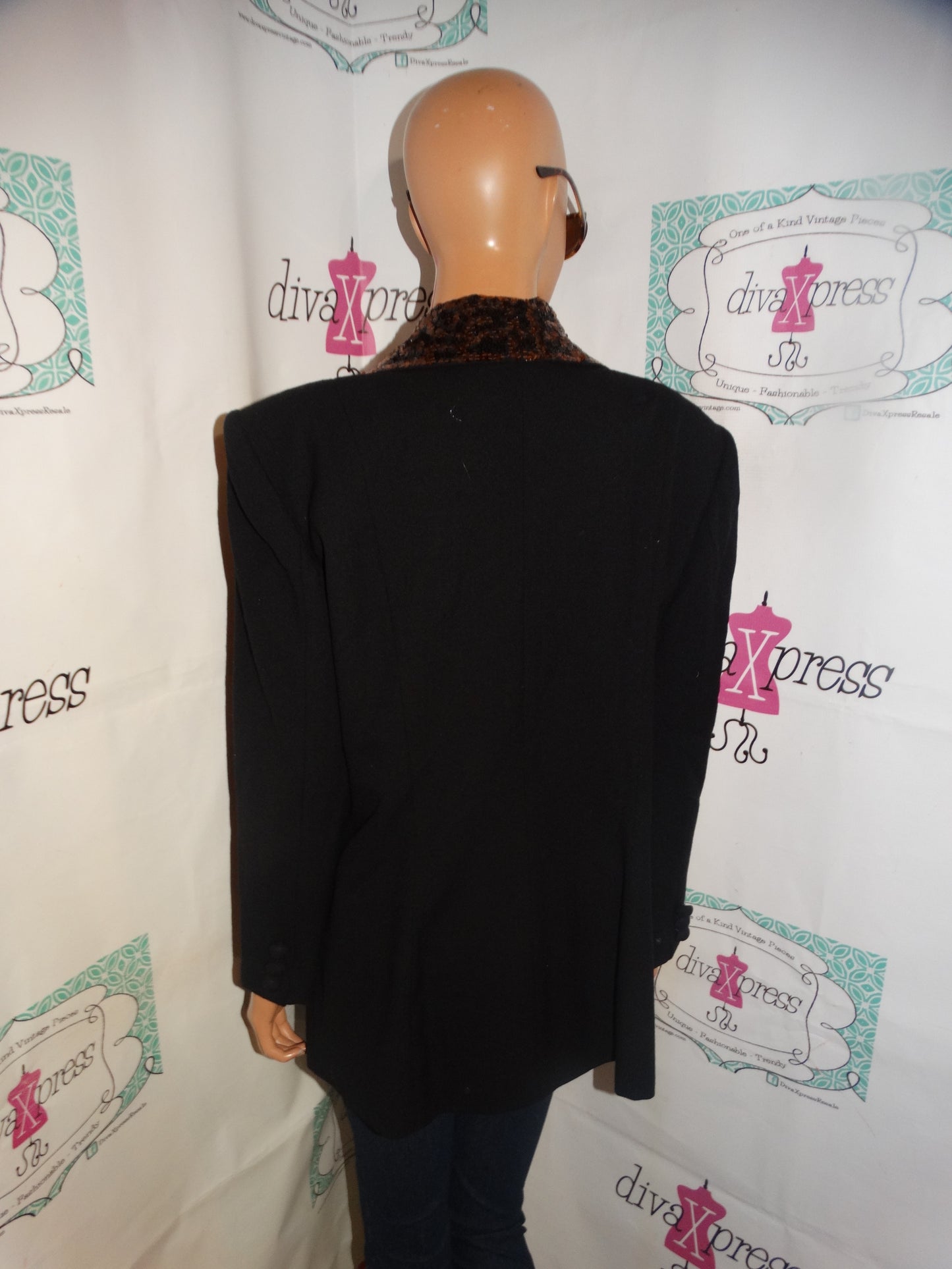 Vintage John Meyer Black Leopard Sequins Blazer Size M