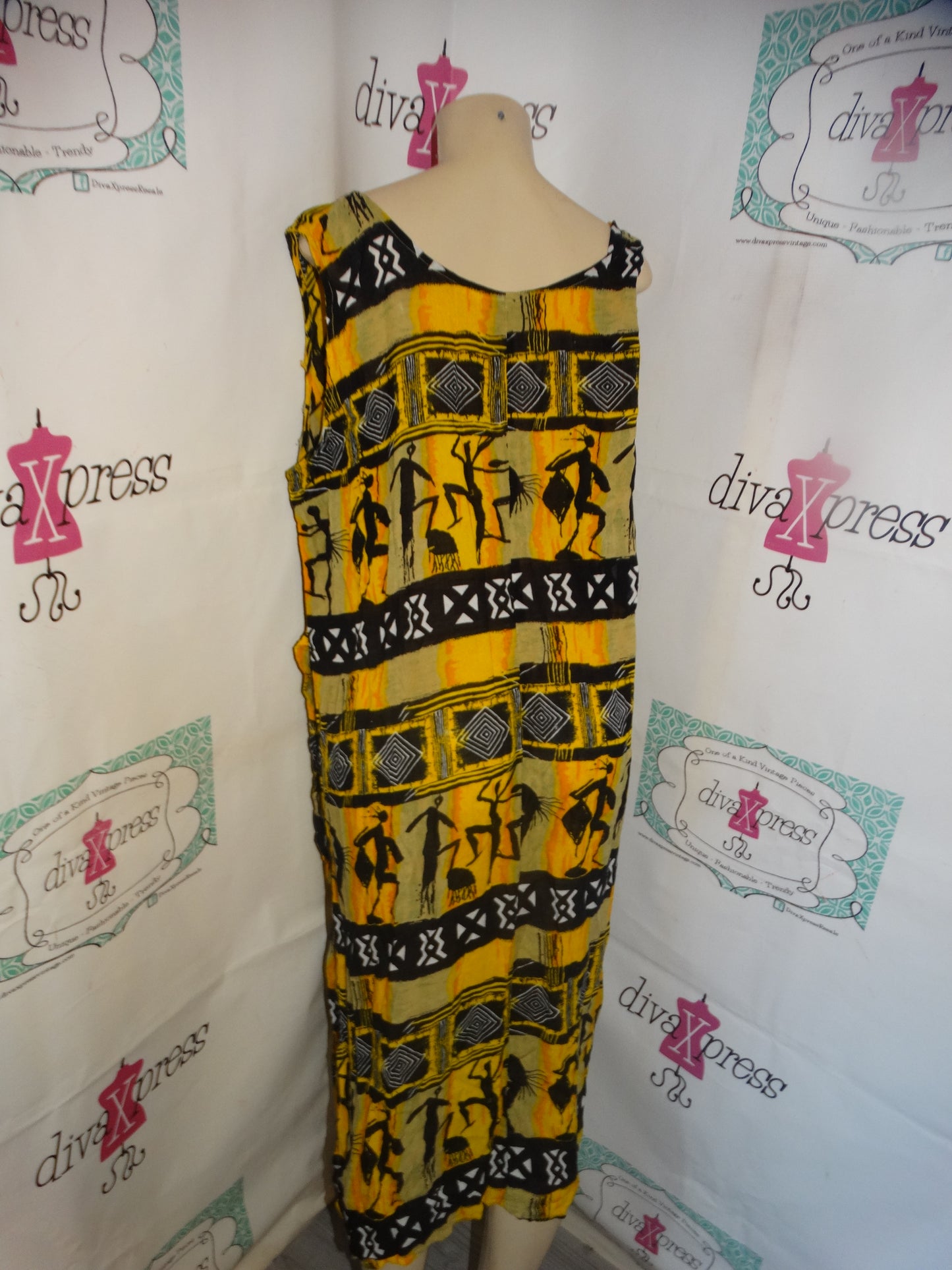 Vintage Lalli Yellow/Black Dress Size 2x