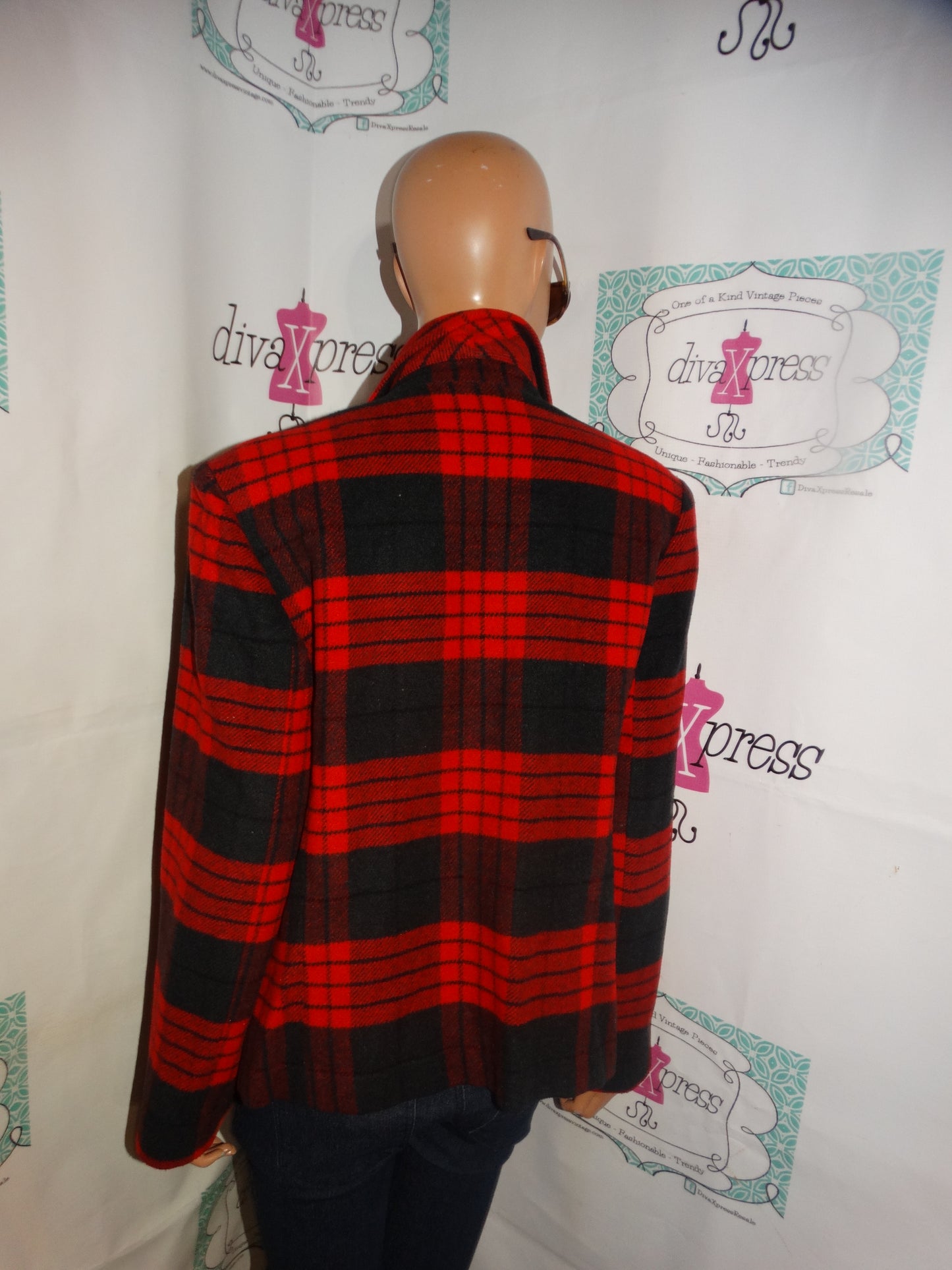 Vintage Jason Kole Red/Black Plaid Jacket Size M