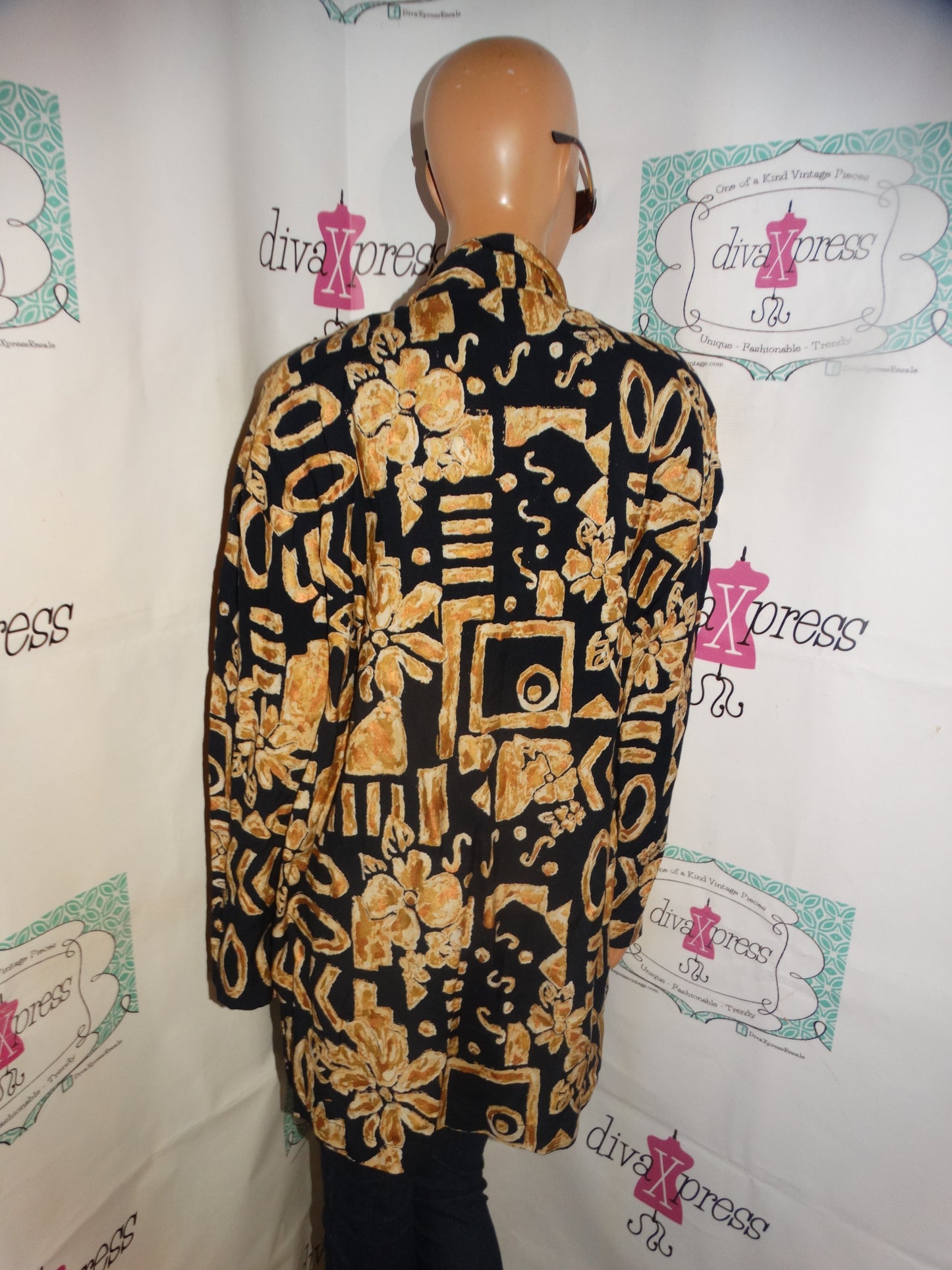 Vintage Together Black/Tan Bronze Blazer Size 2x