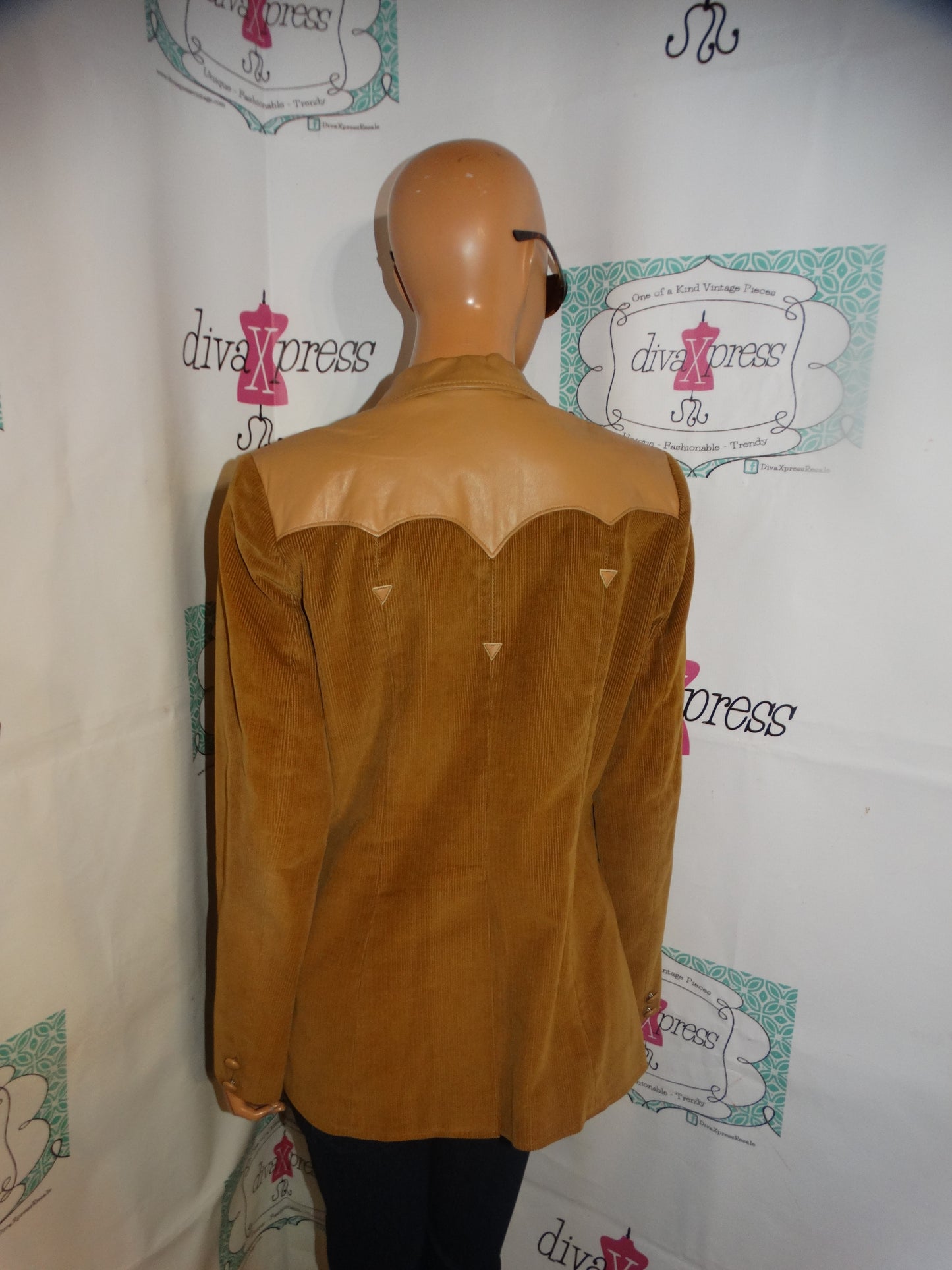 Vintage Pioneer Wear Tan Leather Patch Blazer Size S