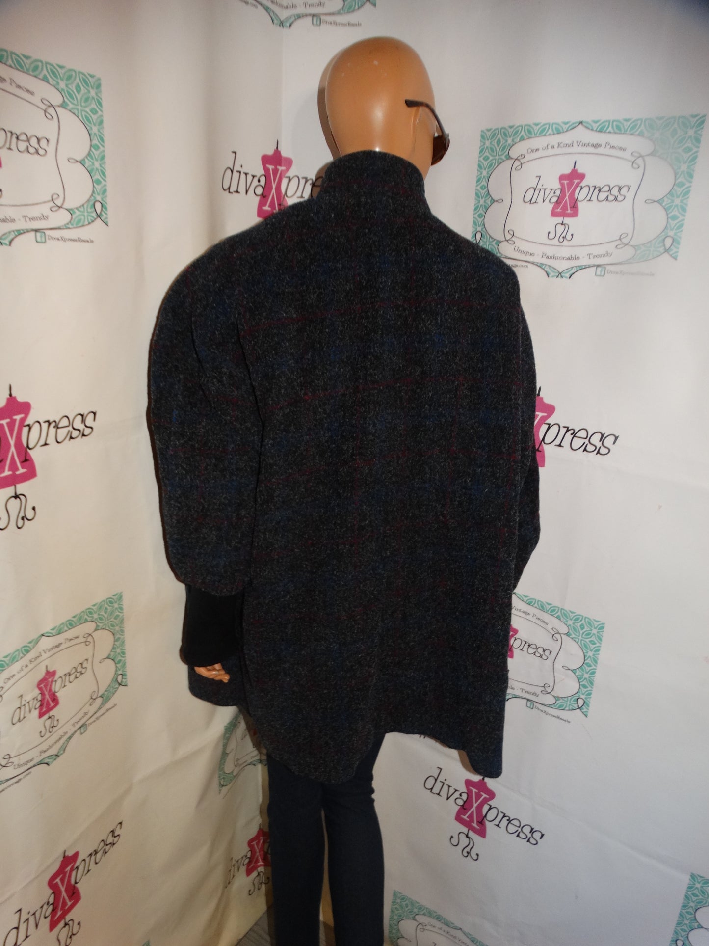 Vintage Maggie Lawerence Gray/Pink Wool Coat Size 2x