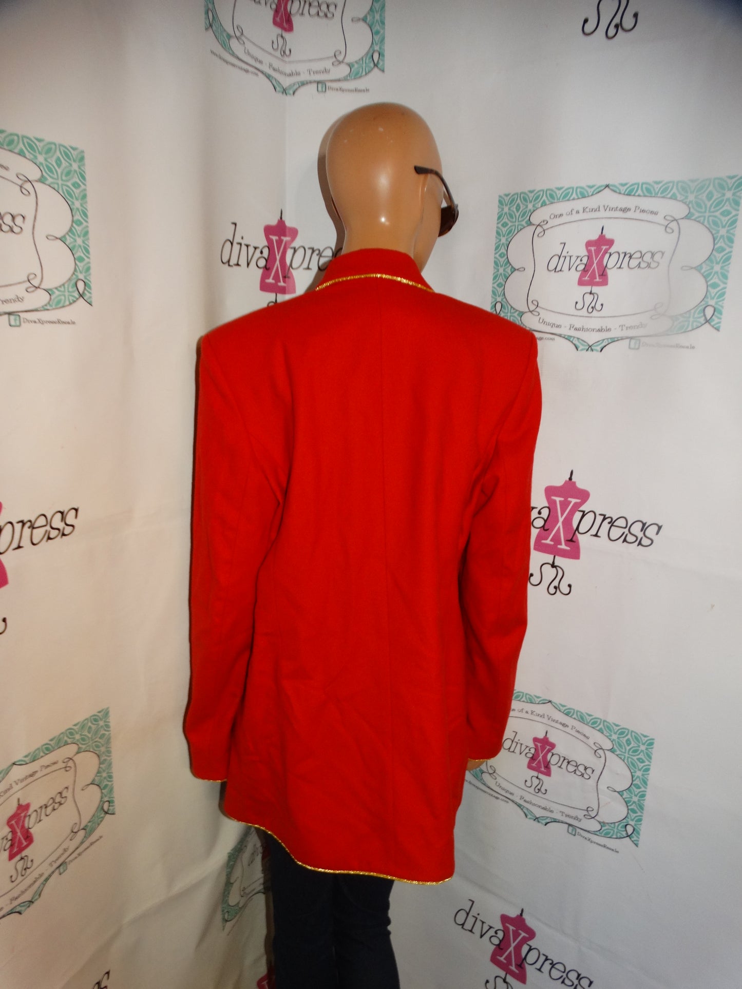 Vintage Jenna Red/Gold Christmas Detail Blazer Size L