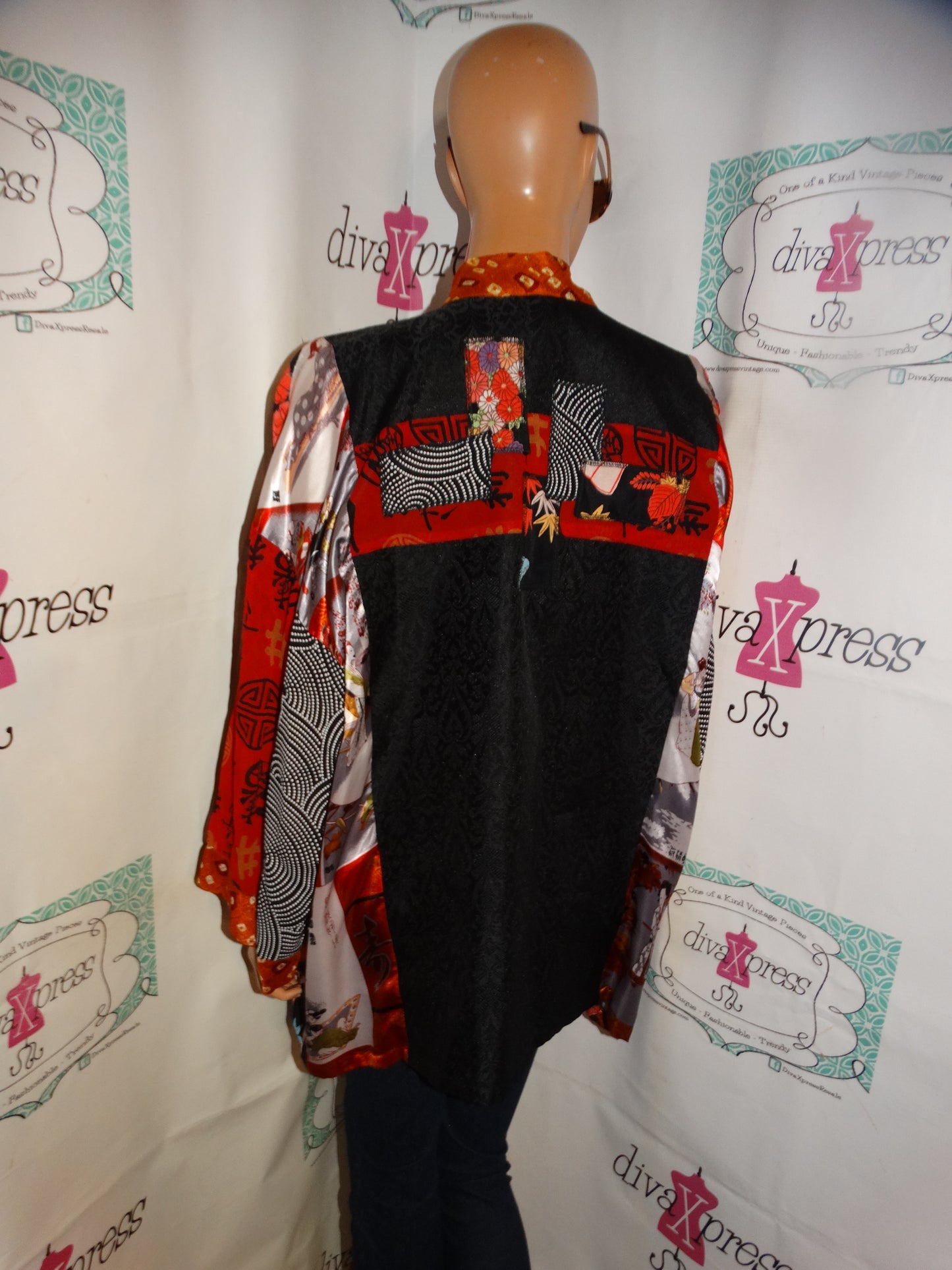 Vintage Sterling Black Asian Style Throw Size 2x