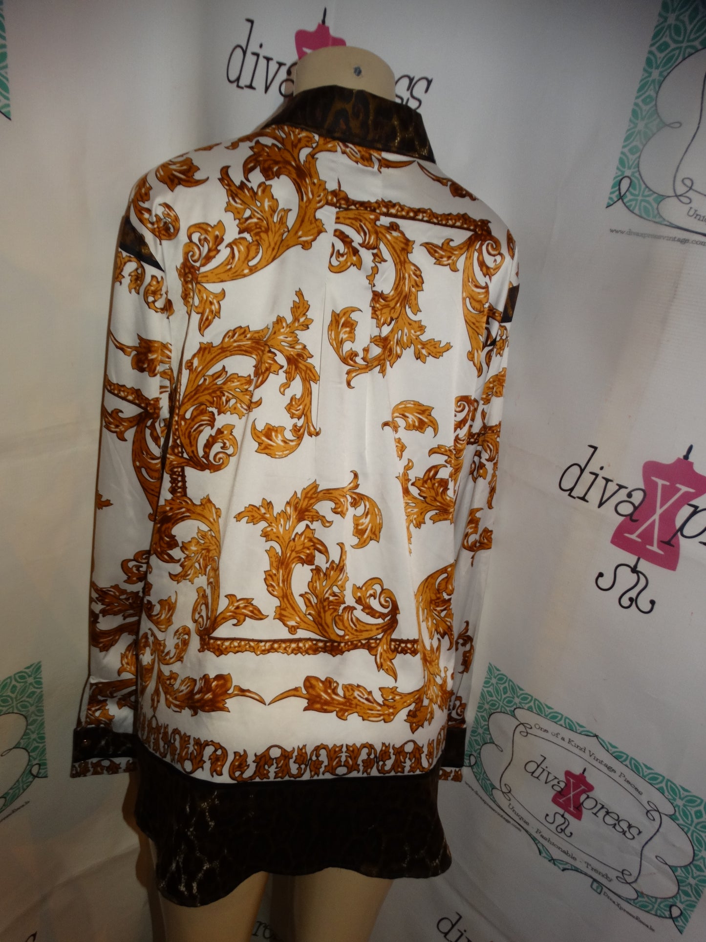 Vintage WDNY Cream/Gold Chain Blouse Size 1x