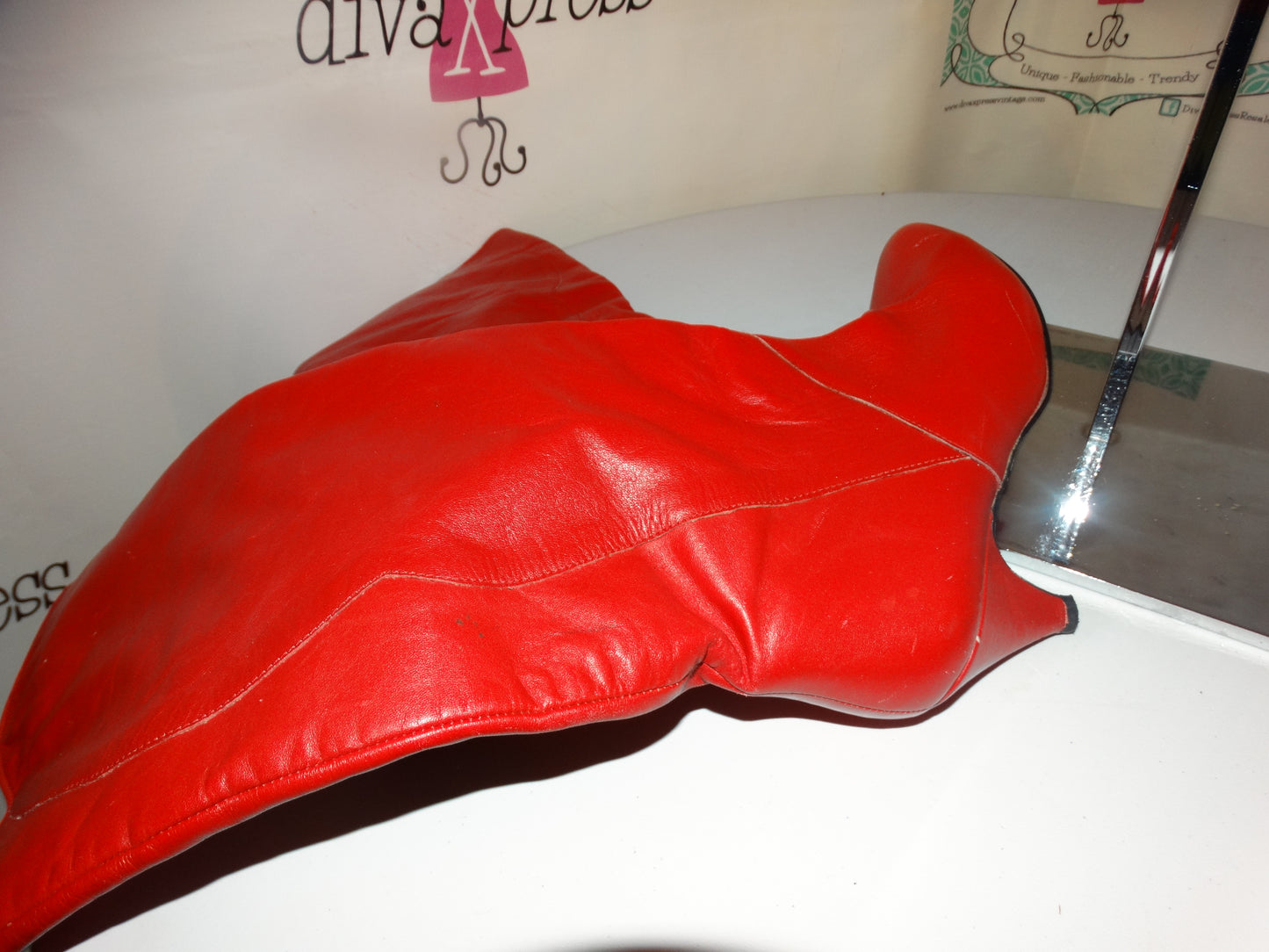 Vintage Red Leather Boots Size 8