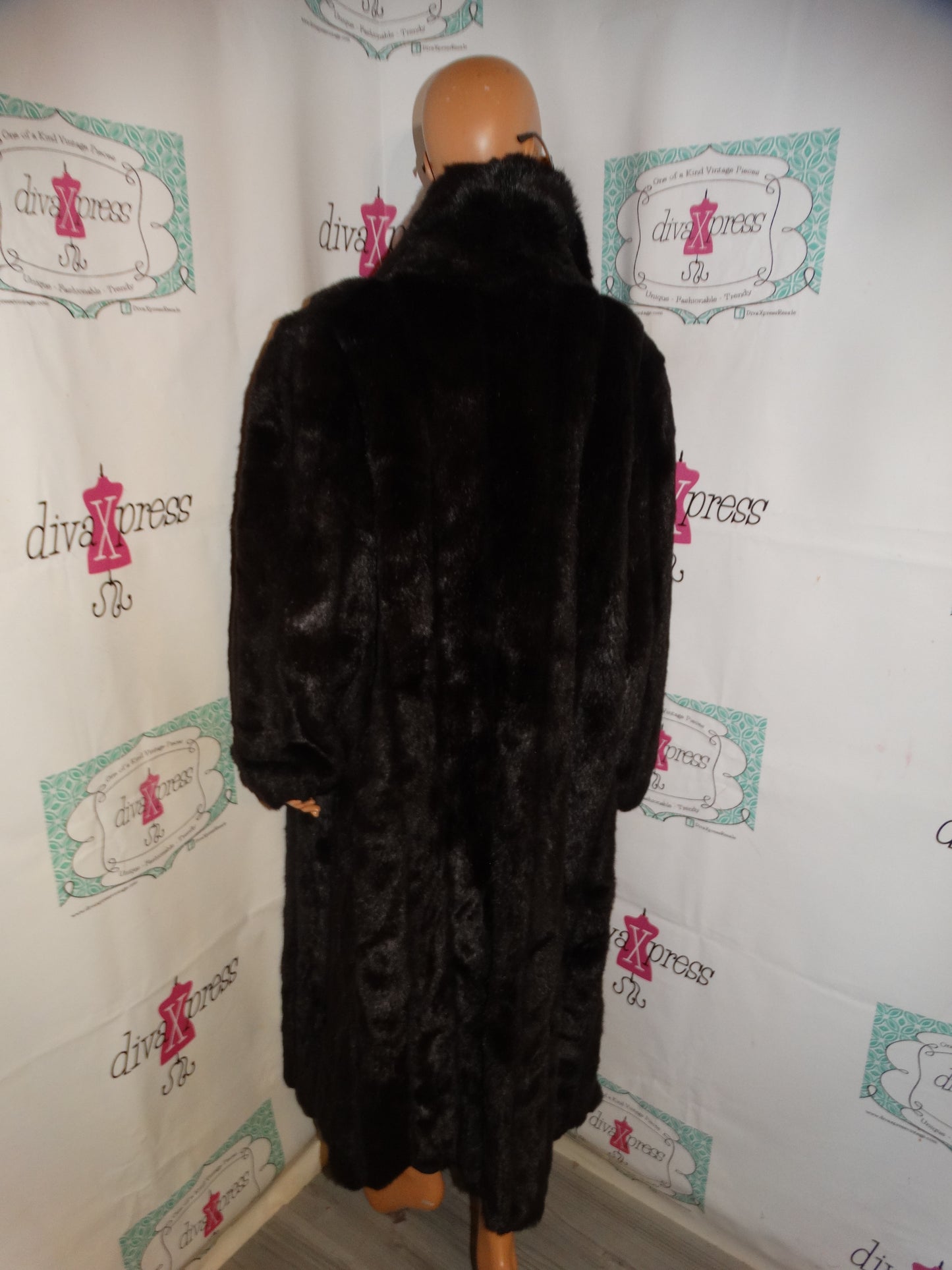 Vintage Monterey Fashions Brown Faux Fur Long Coat Size 3x