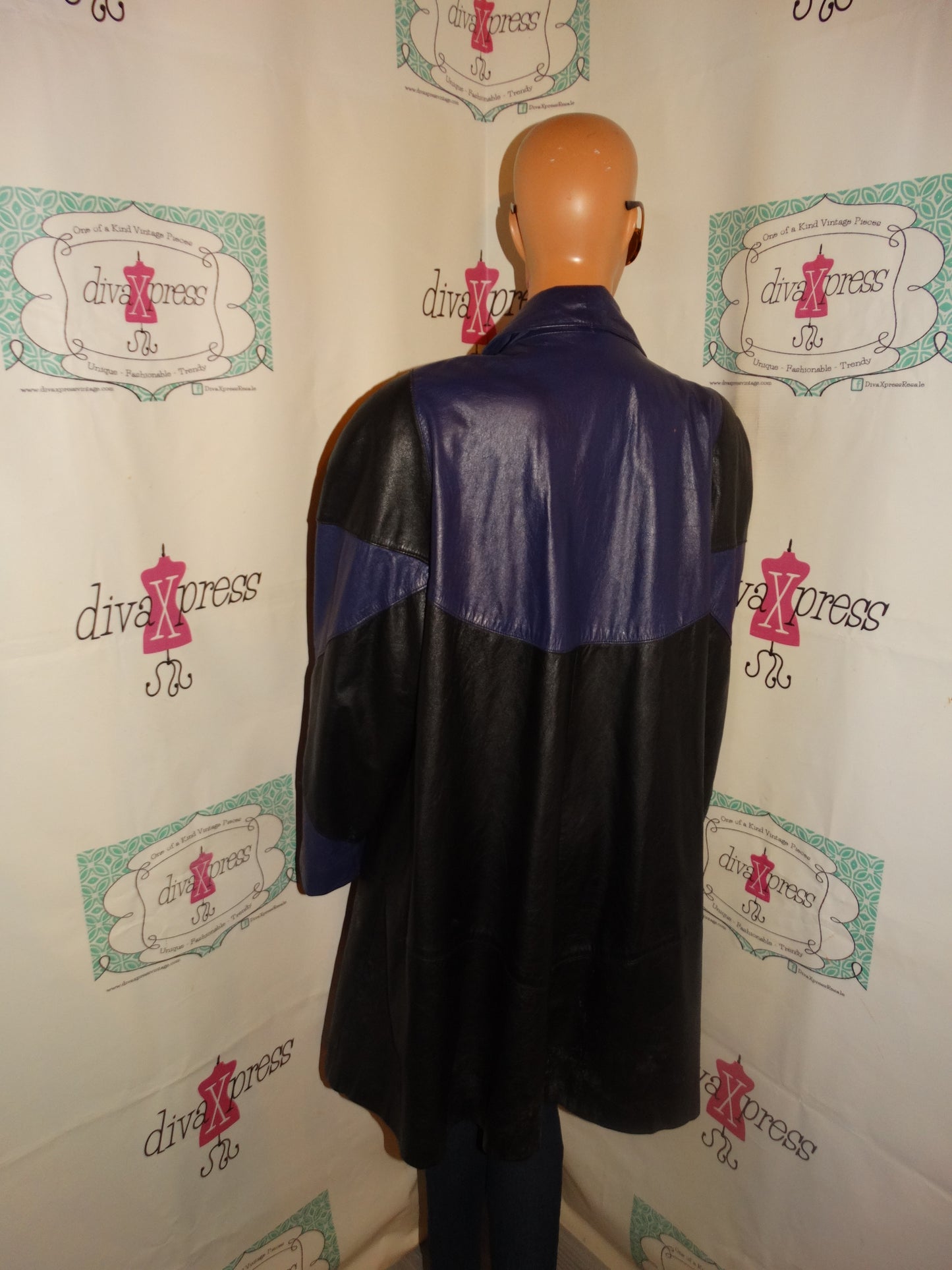 Vintage Purple and Black Leather Coat Size 1x