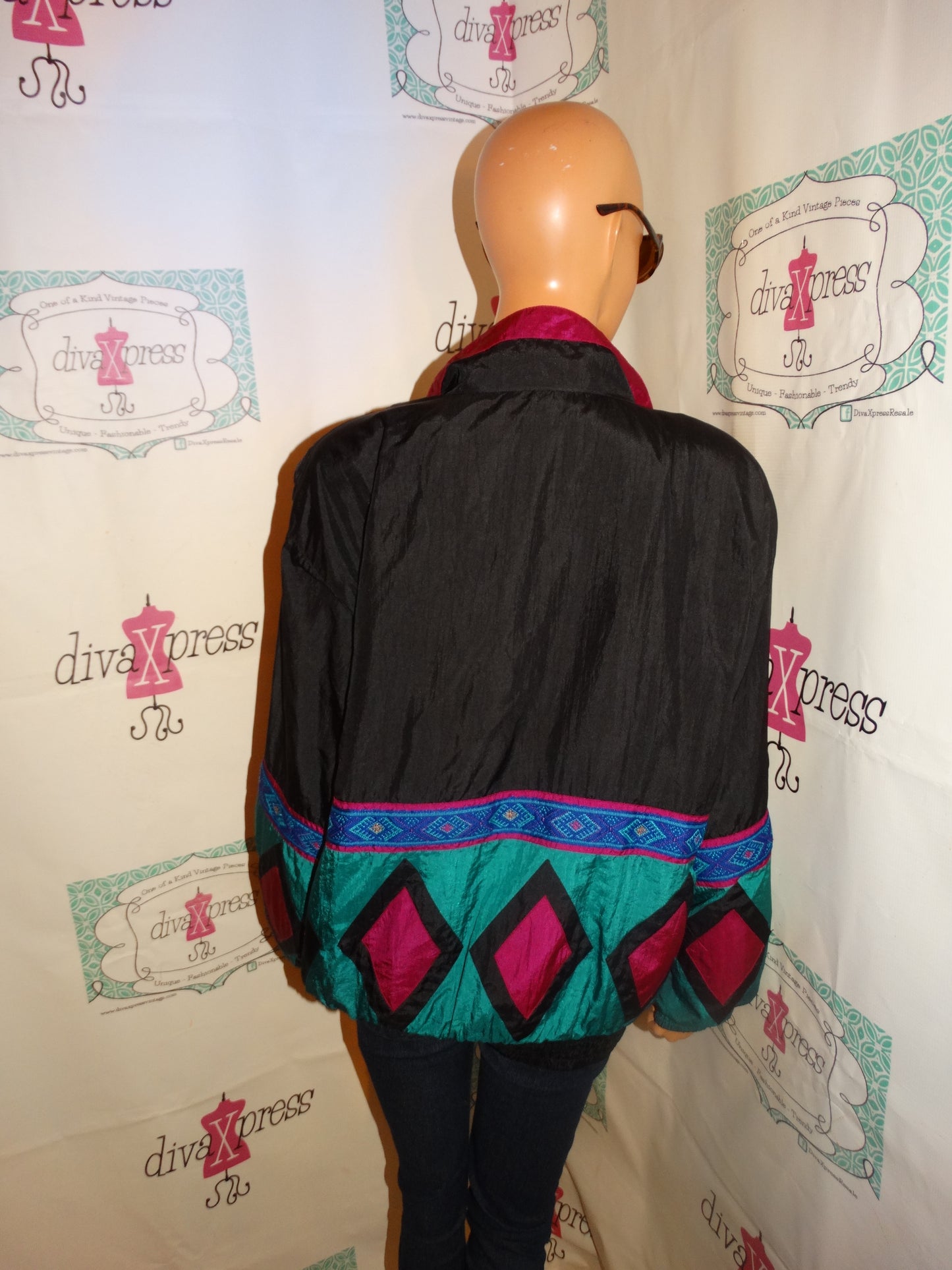 Vintage Lavon Green Pink Jacket Size L