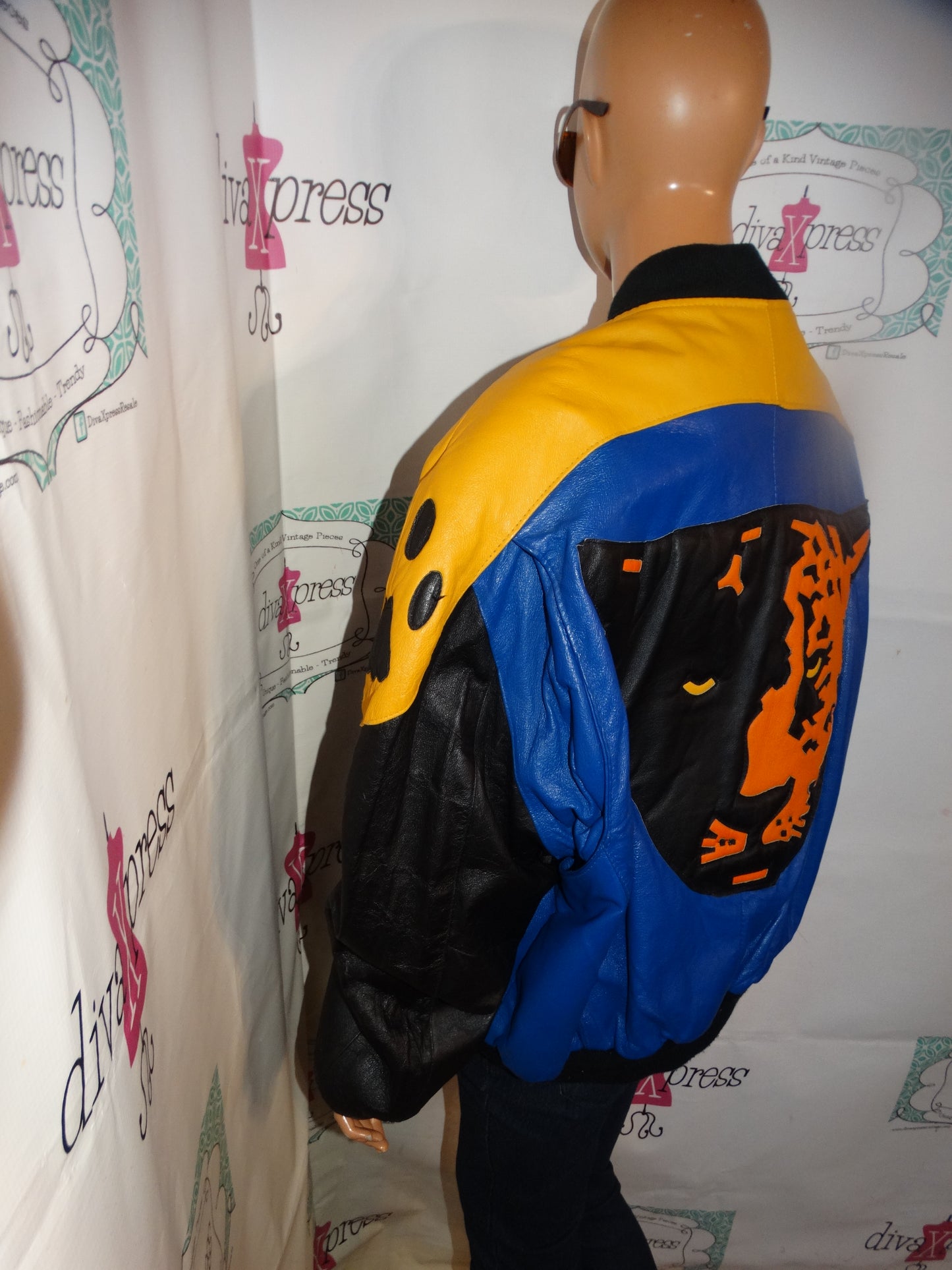 Vintage Michael Hoban Royal Blue Tiger Face Coat Size 1x