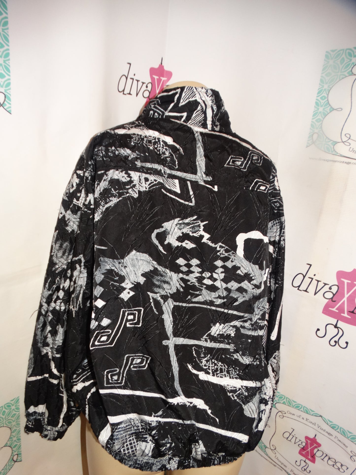 Vintage Outbrooke Black/White Bomber Jacket Size M