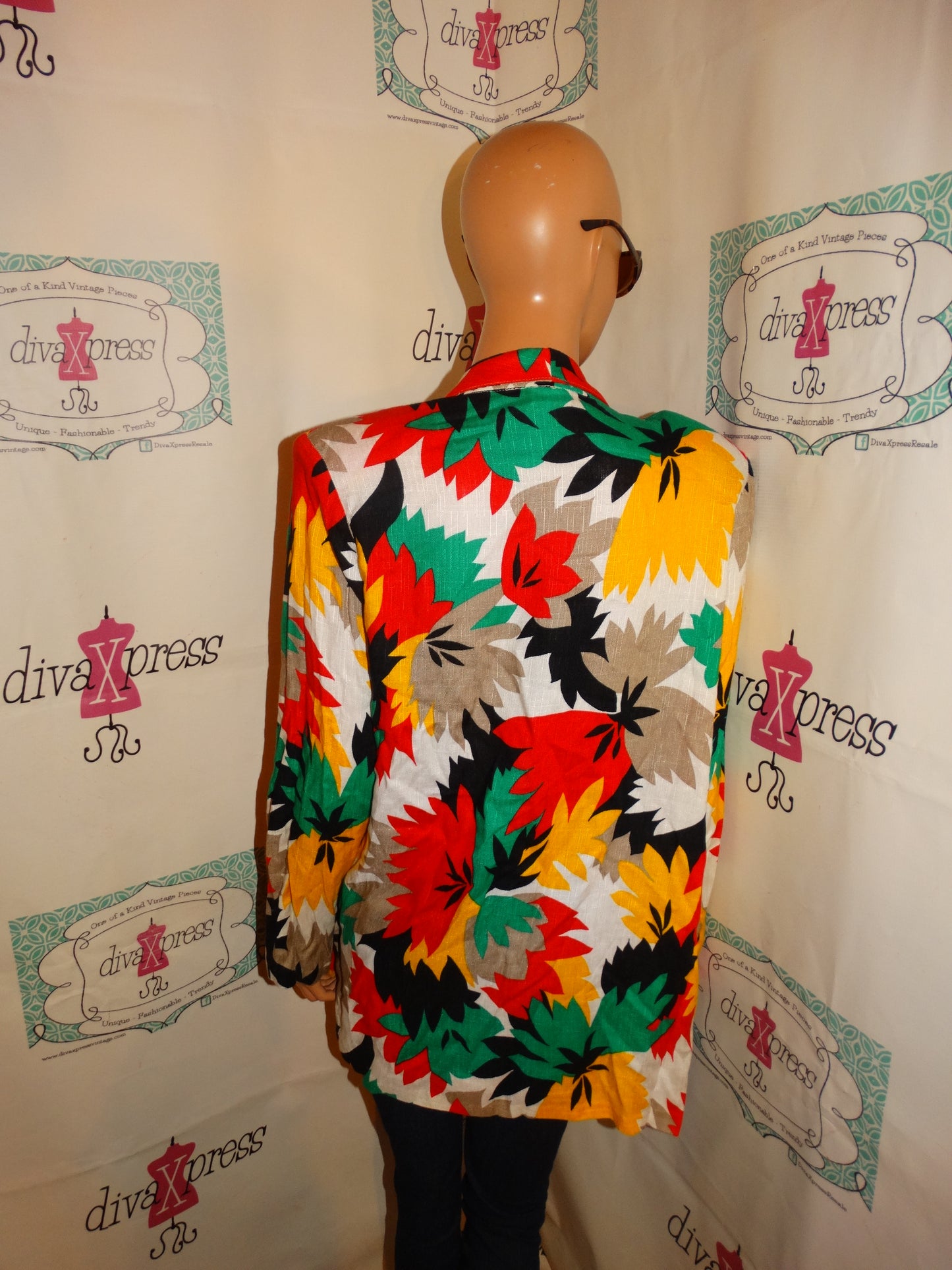 Vintage Over and Over Green/Yellow/Red Blazer Size 1x