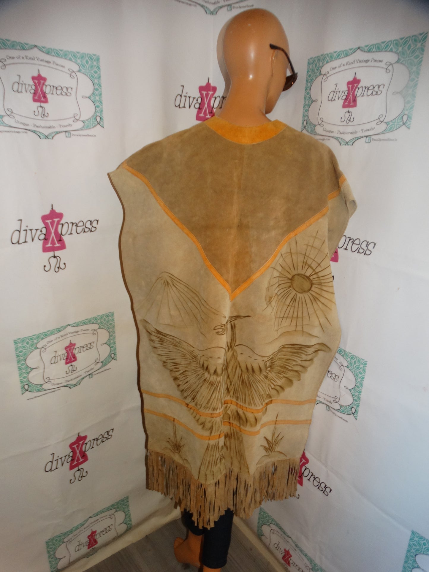 Vintage Suede/Tan Eagle Poncho Size 1 Size Fits All