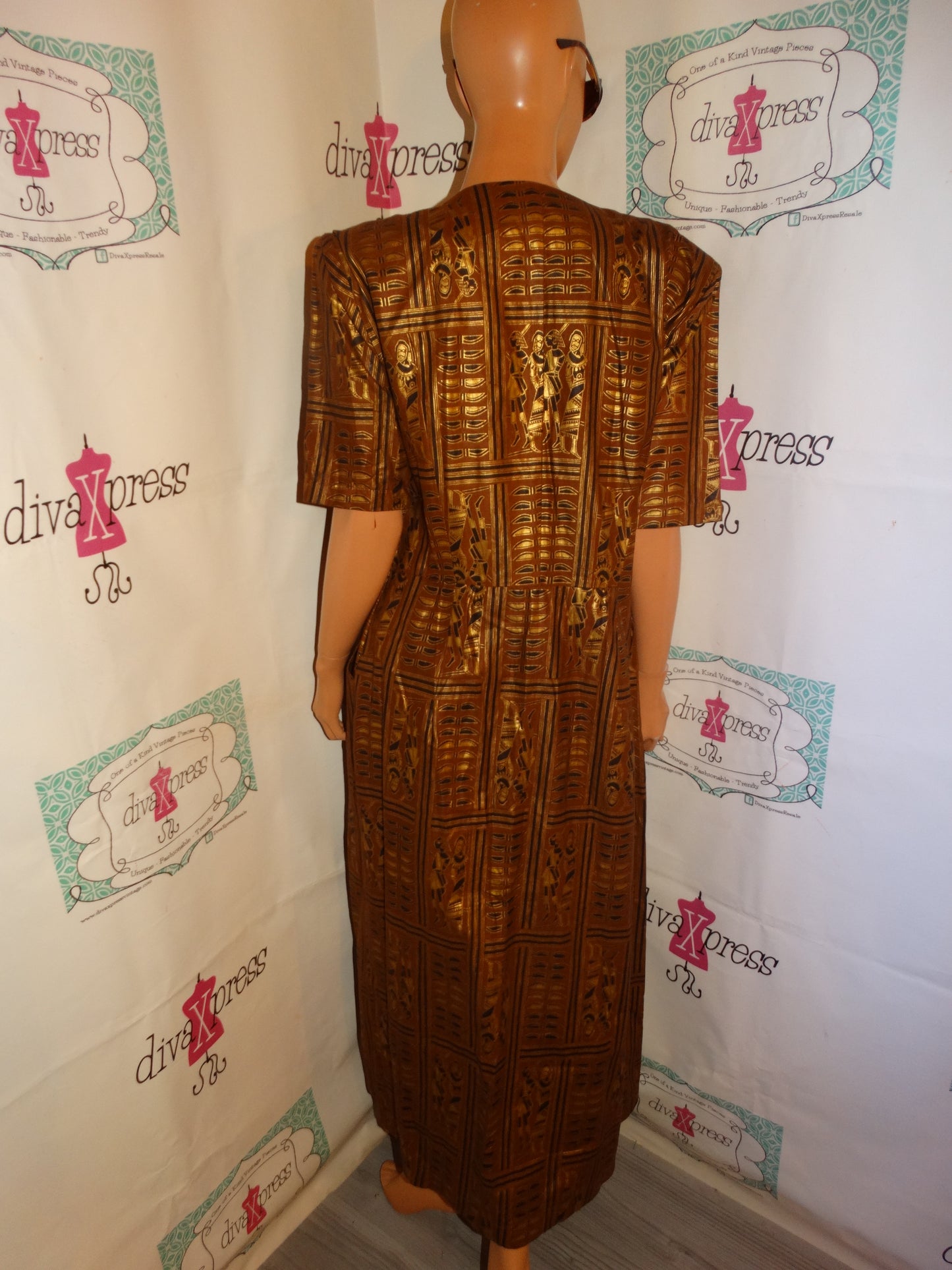 Vintage Masata Brown/Gold Throw/Dress Size 1x