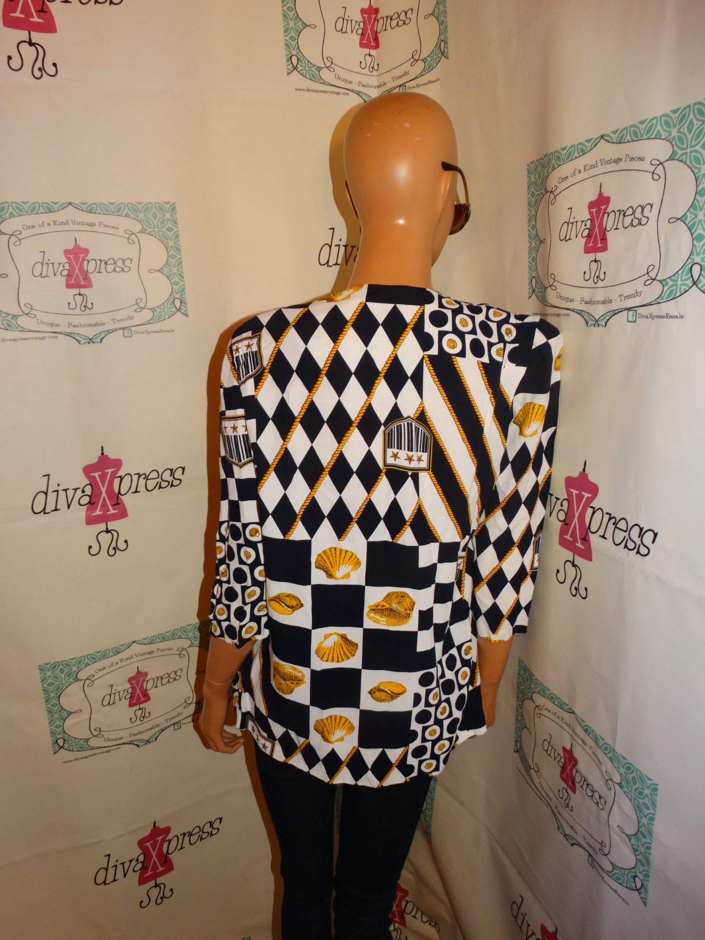 Vintage SL Petites Blue/White Gold Throw Size L