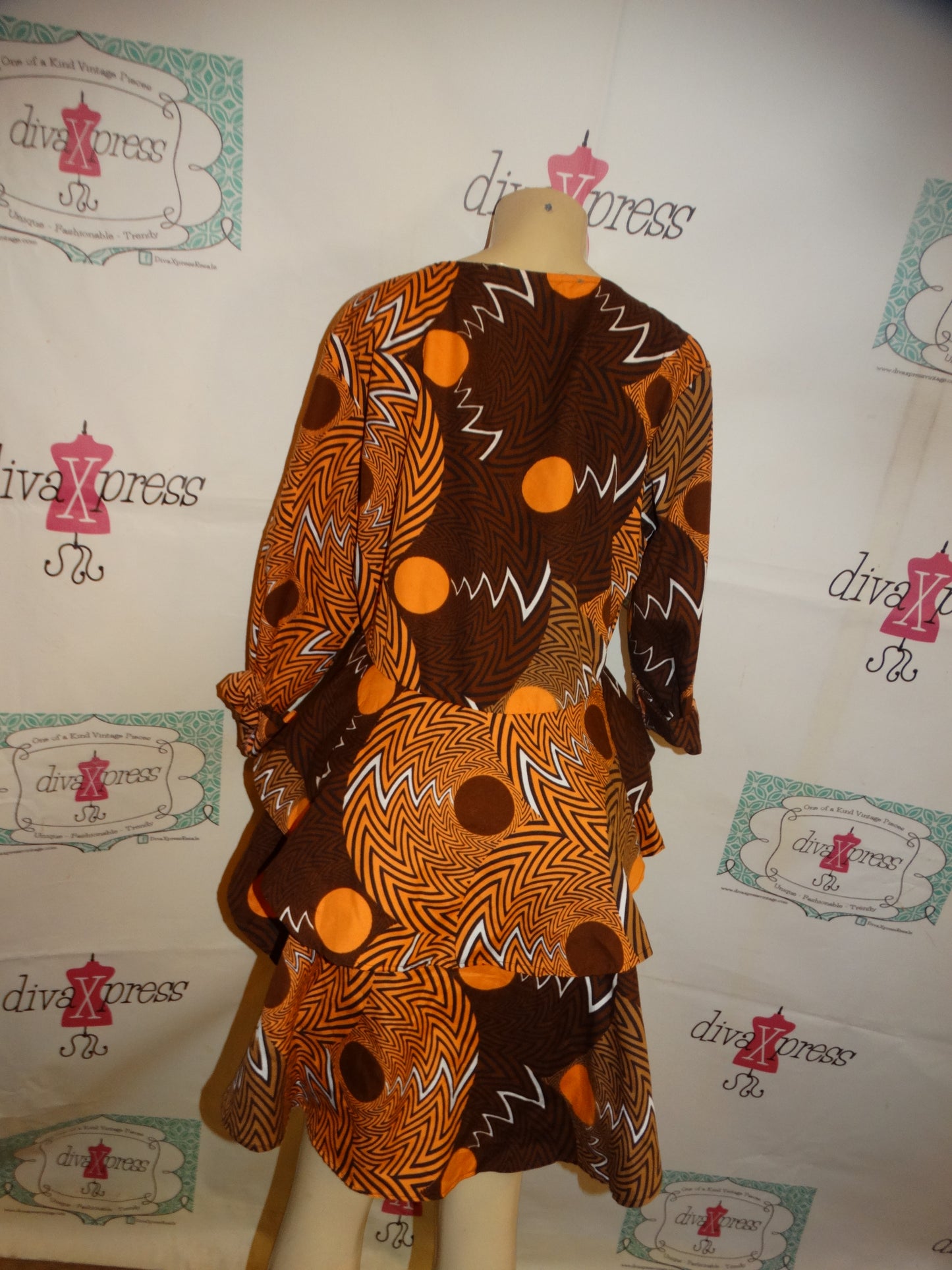 Vintage Belma Brown Heavy Peplum Top Size XL