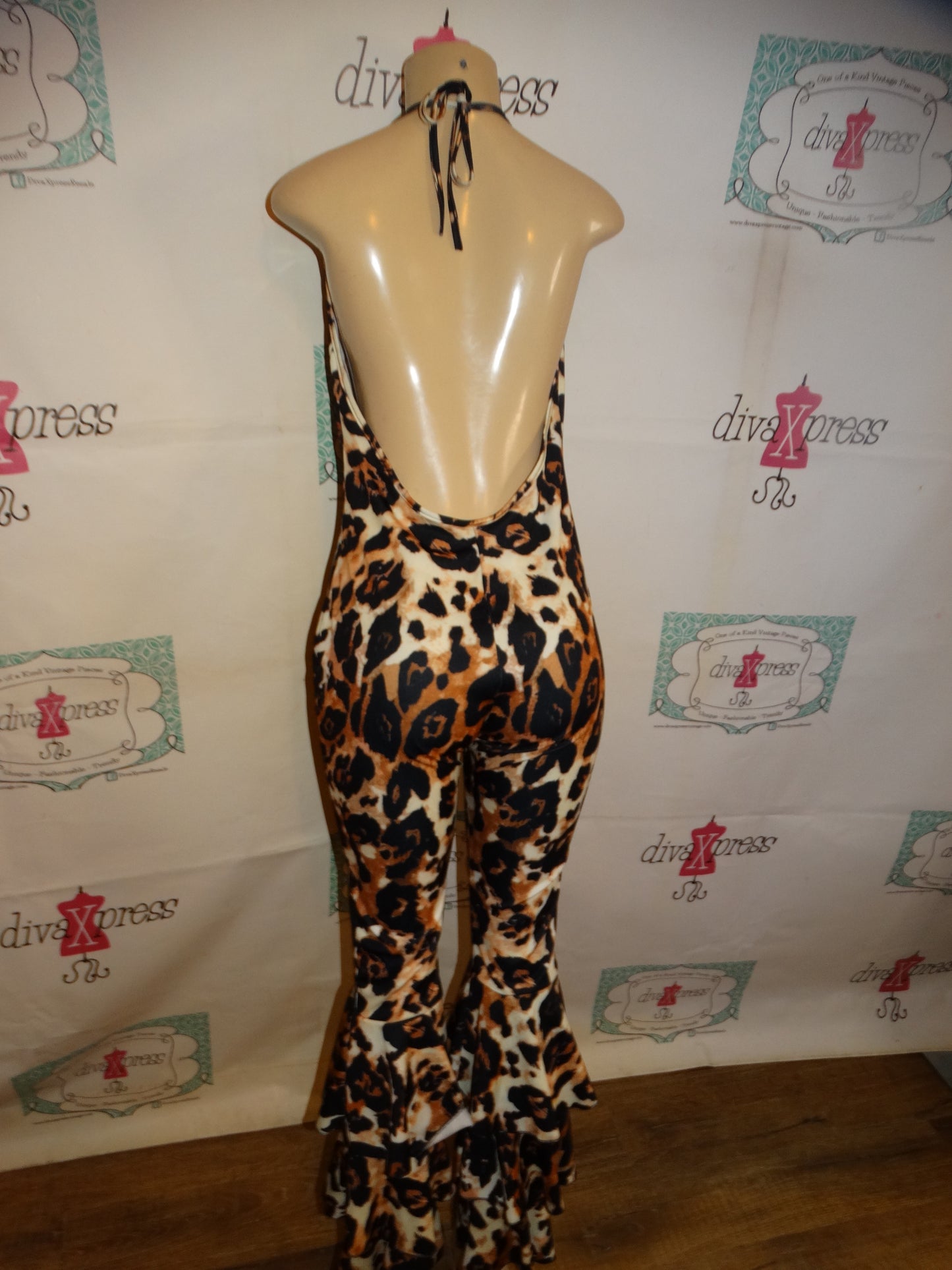 Leopard Halter Top Romper/Jumper Size L