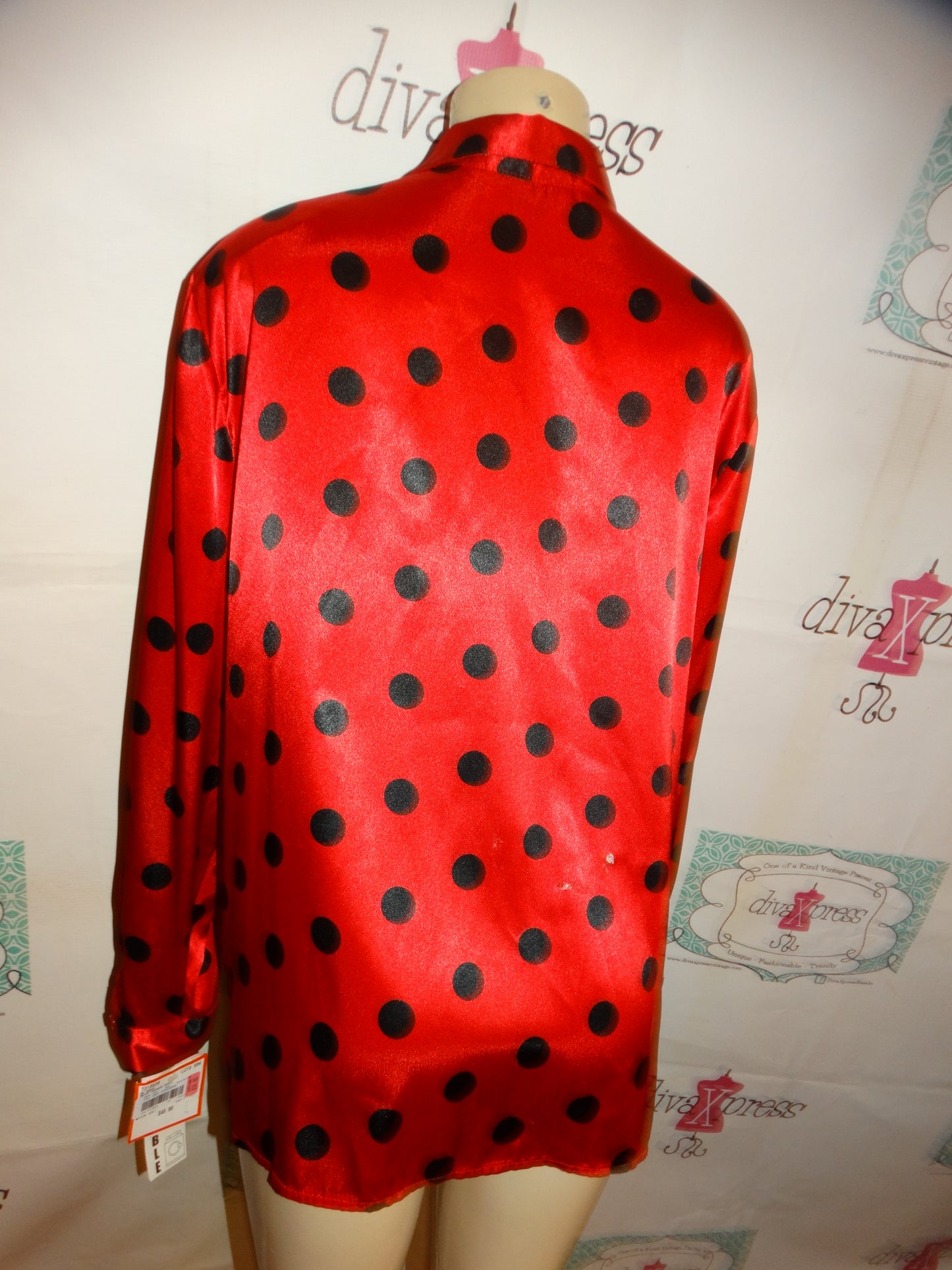 Vintage Joan Leslie Red/Black Polka Dot Top Size 1x