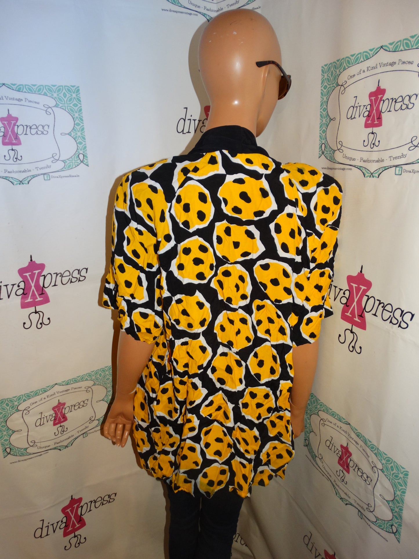 Vintage Mode Sara Black/Yellow Black Throw Size XL