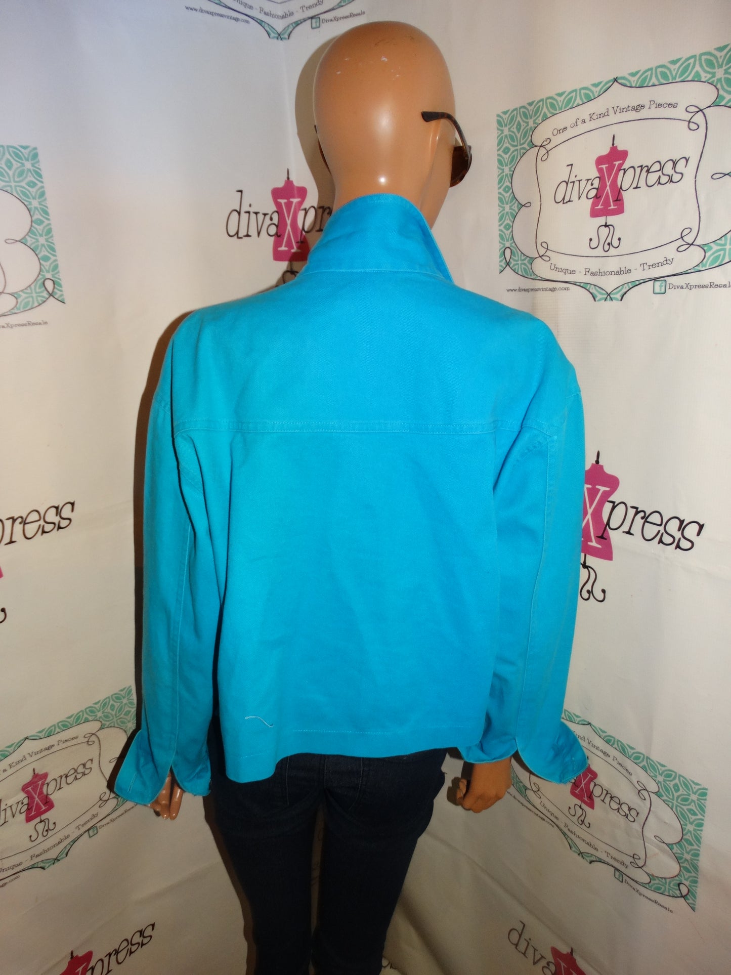 Vintage On the Verge Blue Turquoise Crop[Jean Jacket Size L