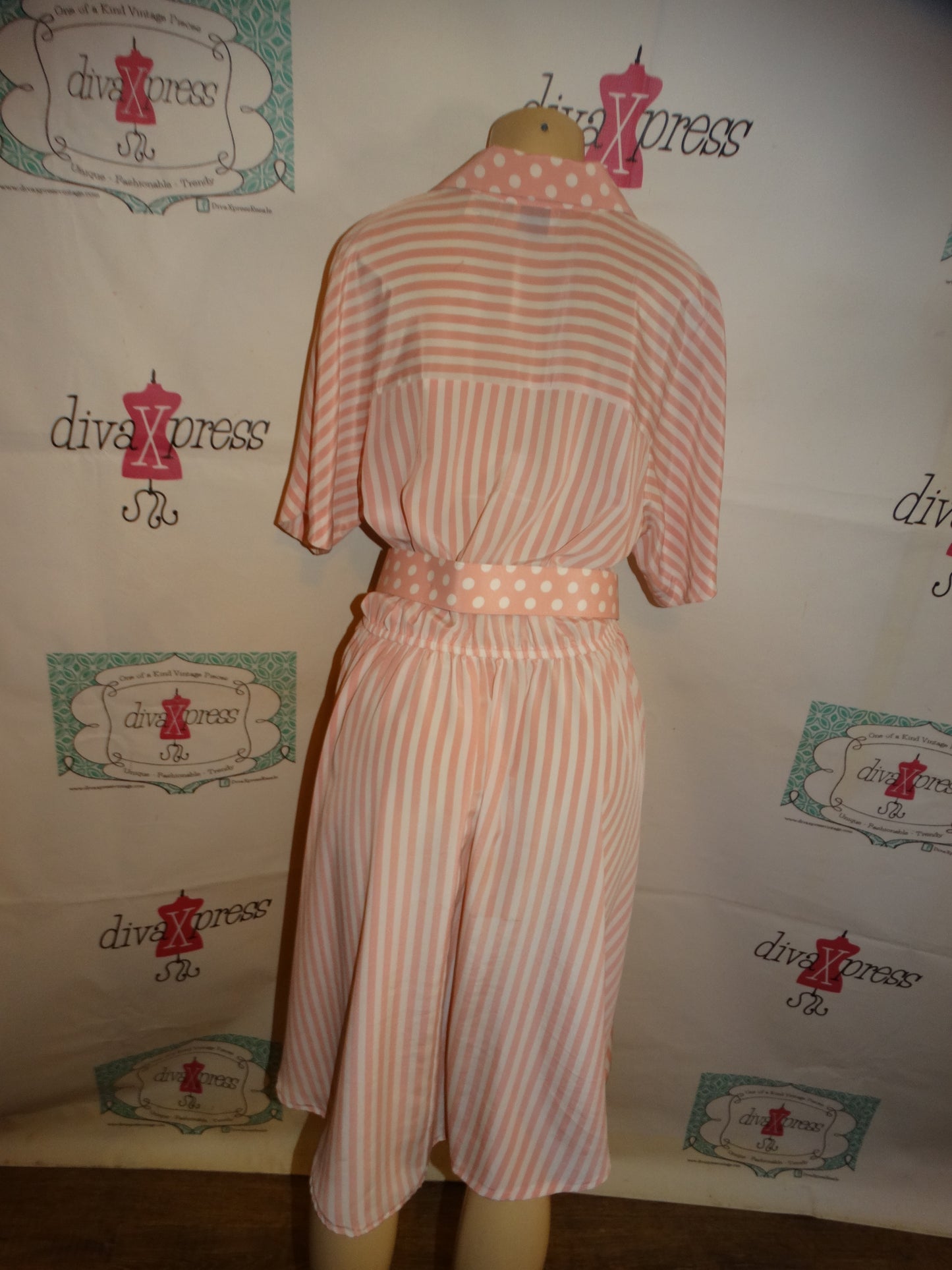 Vintage Classica Pink/White Stripe Dress Size XL