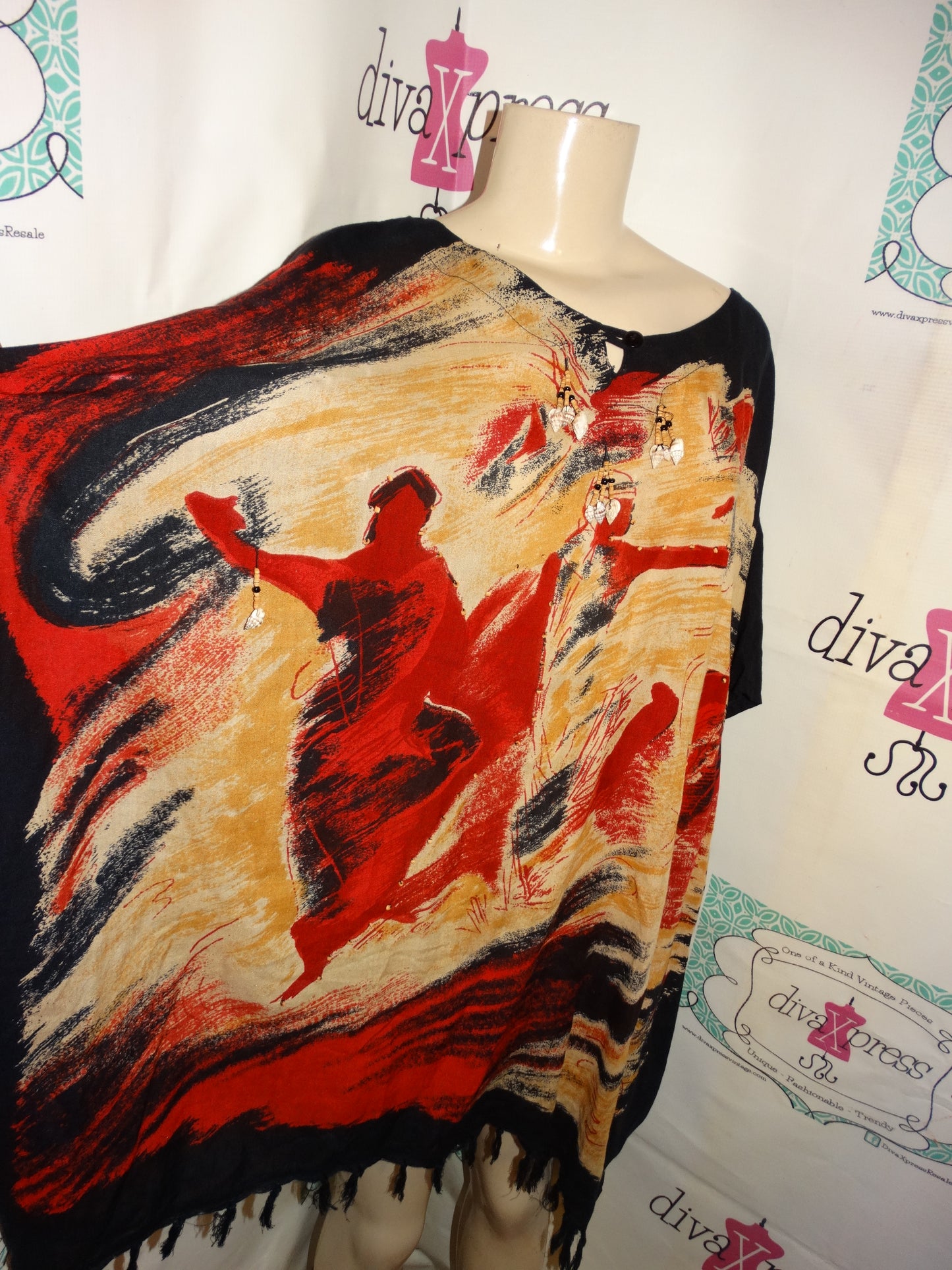 Vintage the African Scene Black/Tan Top Size 2x