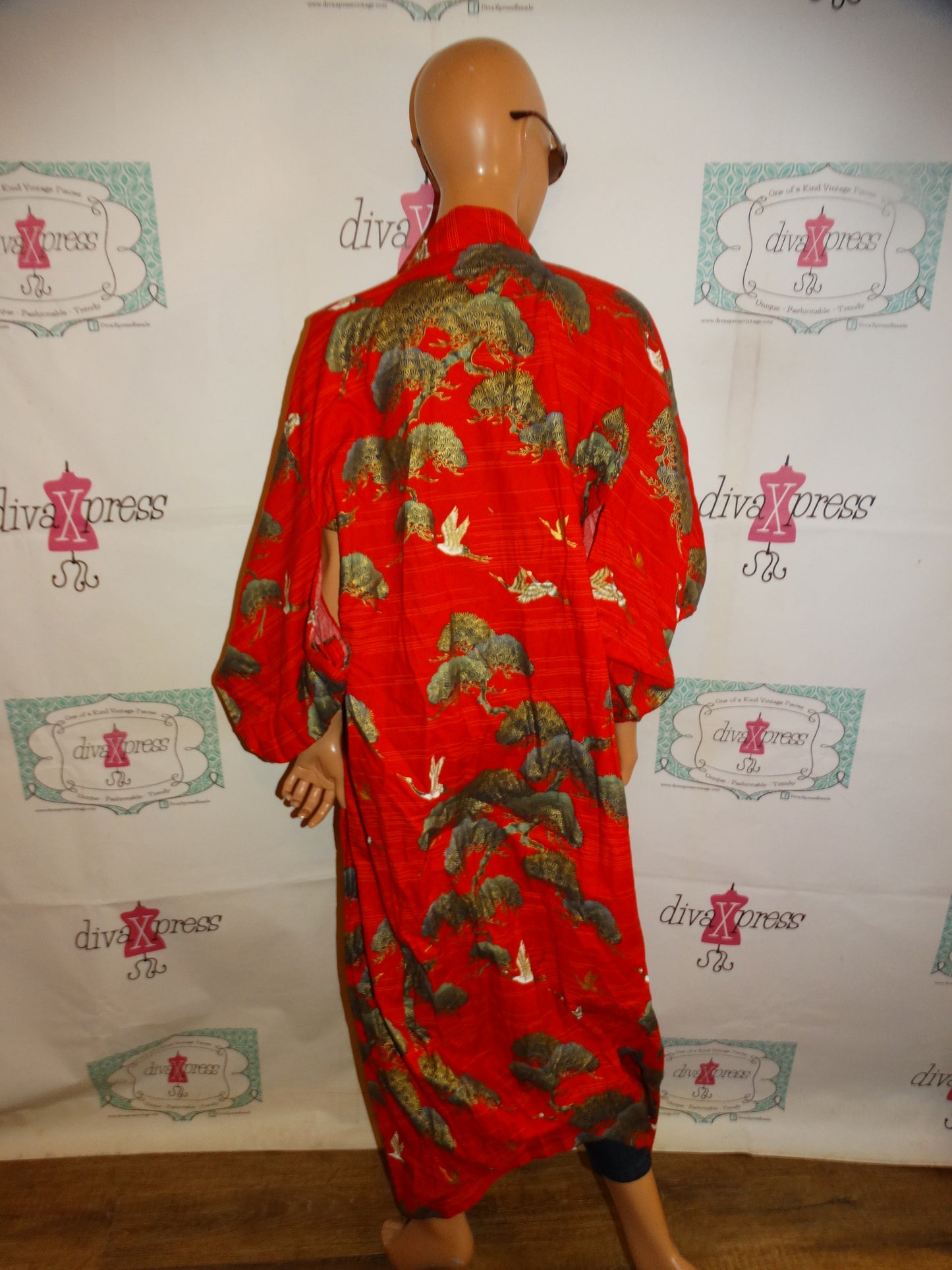 Vintage Red Asian Style Duster Size 1x