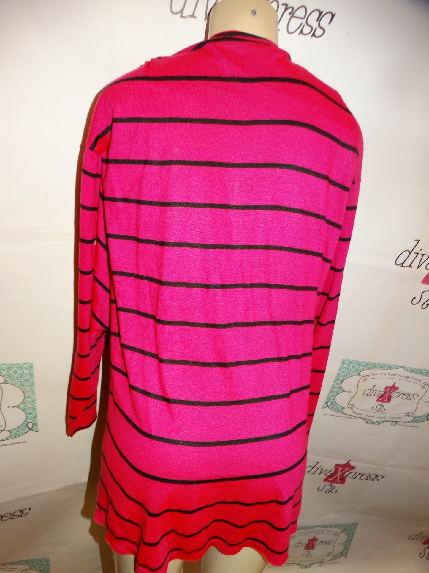 Vintage Lafrez Pink/Black Stripe Throw Size L