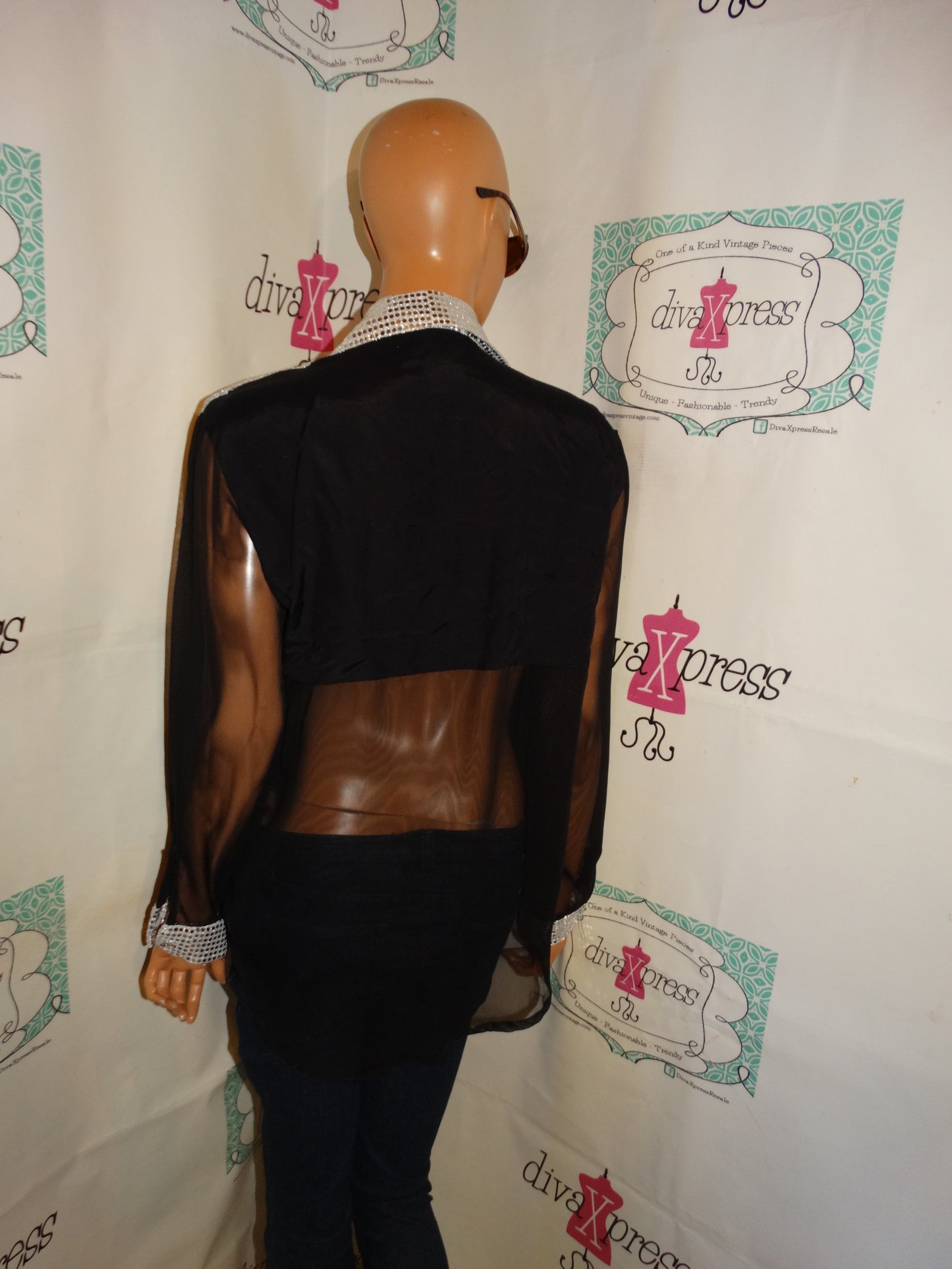 Vintage Trauma Black Sheer Silver Size L