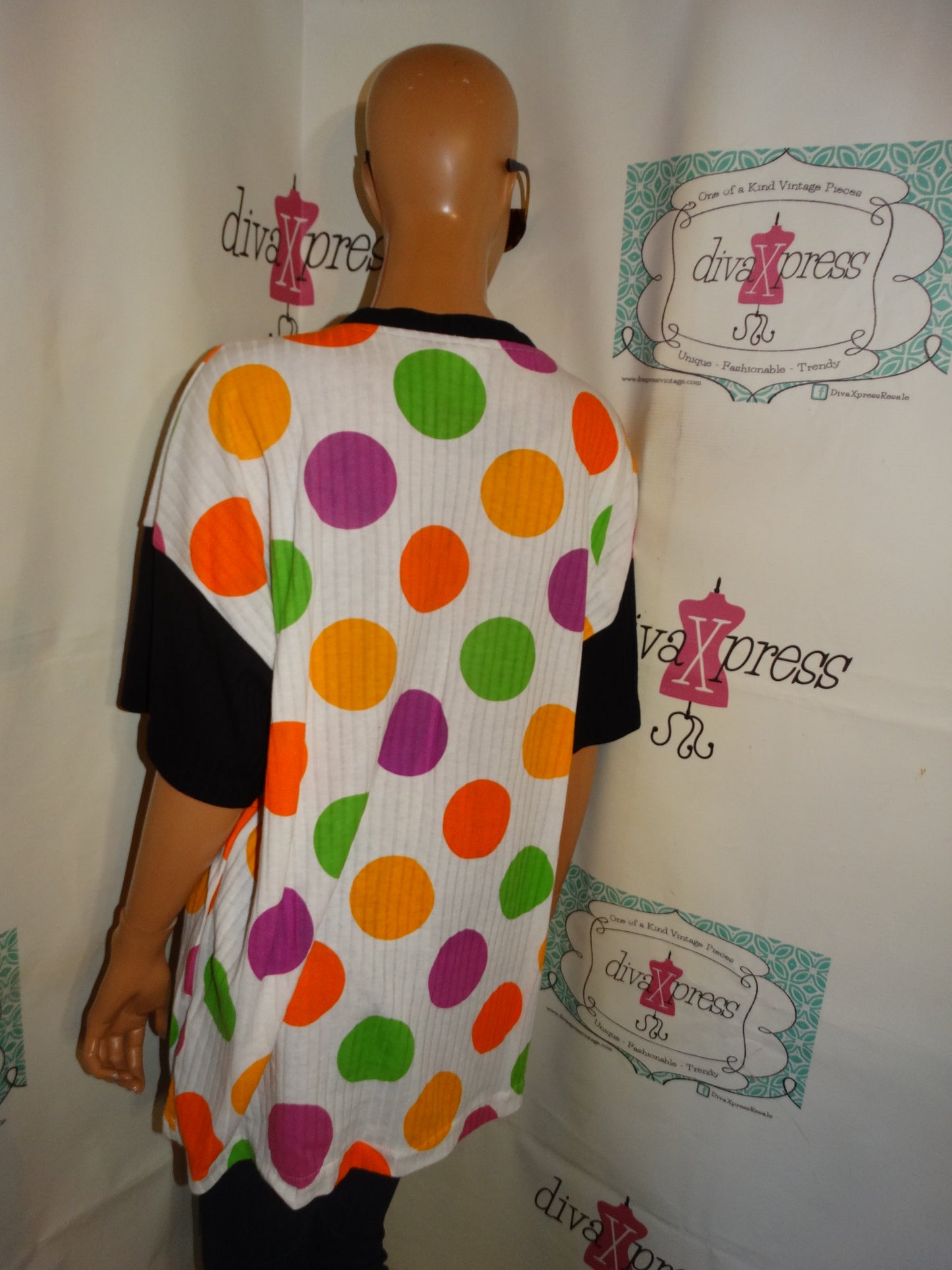 Vintage Large Sun White Polka Dot T Shirt Size 2x