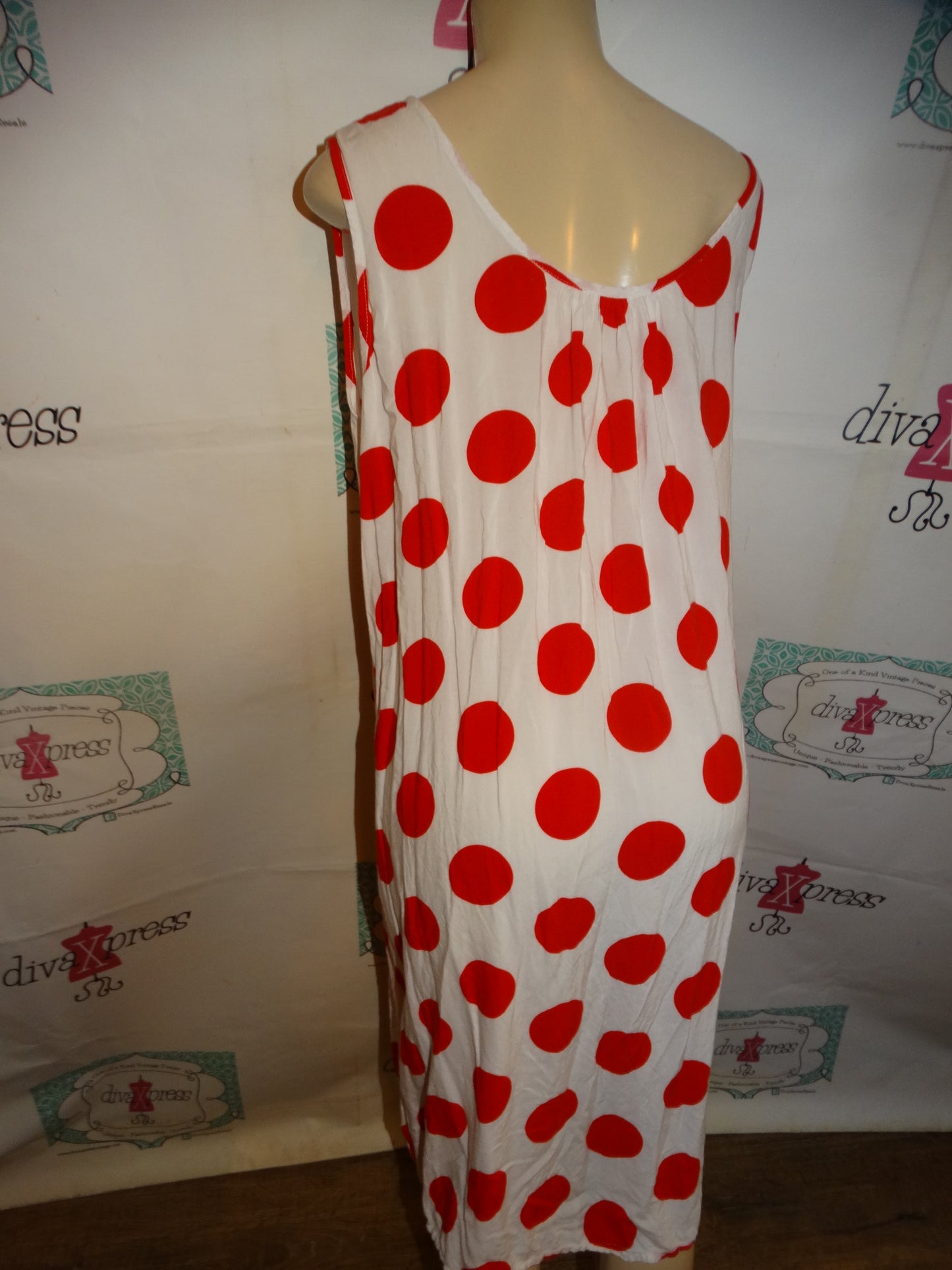 White/Red Polka Dot Dress Size XL