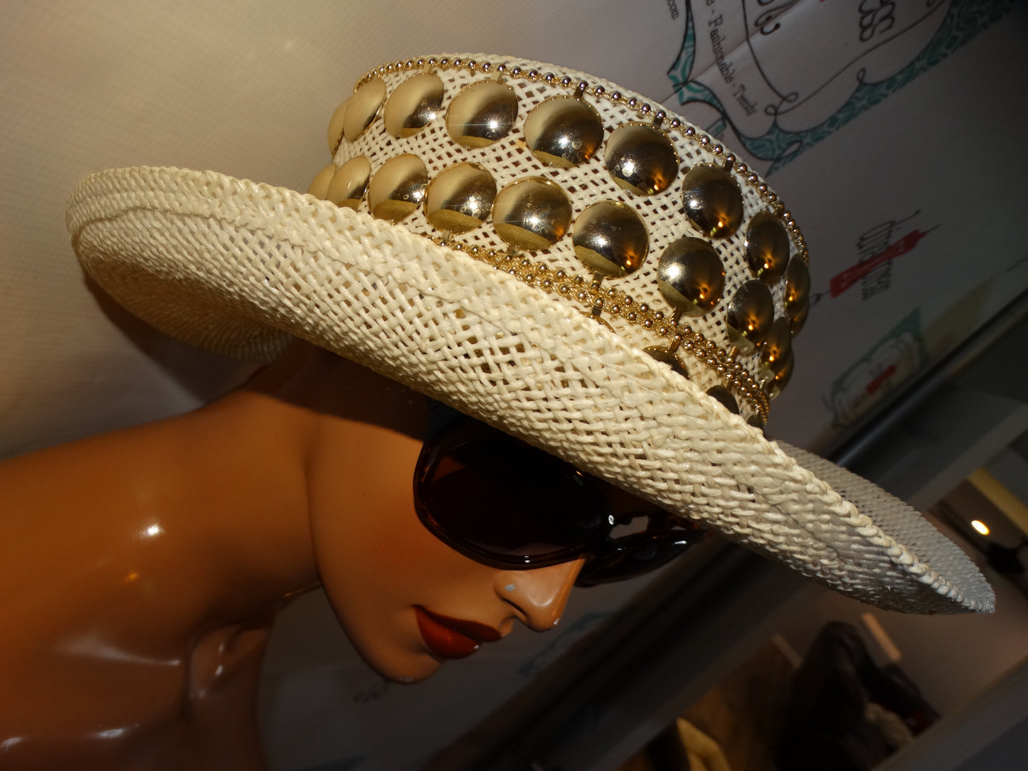 Vintage Cream Beaded Hat
