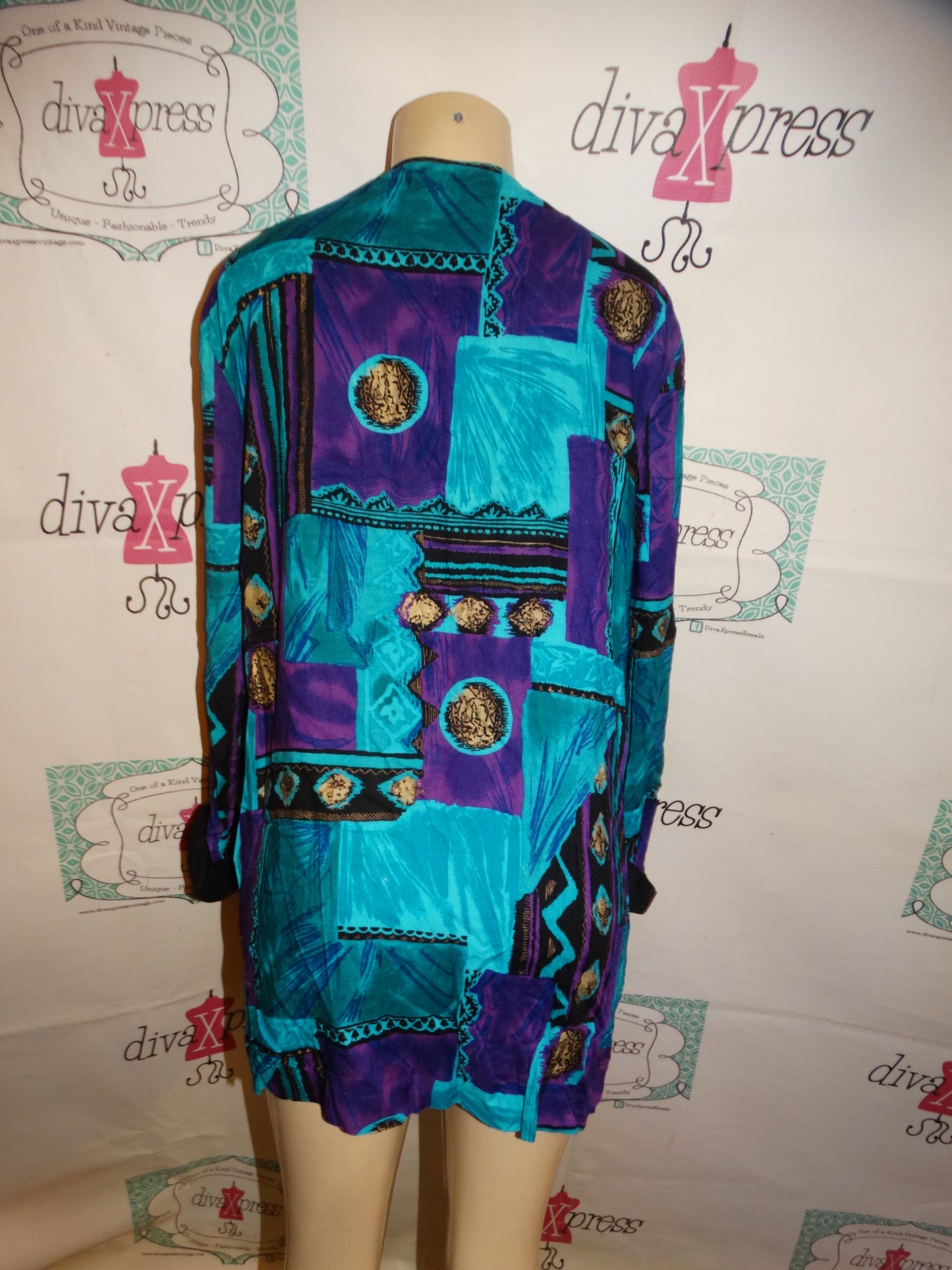 Vintage Ultra Dress Purple/Turquoise Throw Size XL