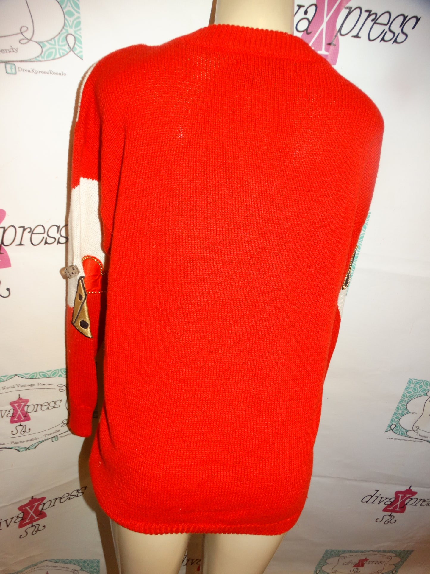 Vintage Spree International Red Card Dice Sweater Size XL