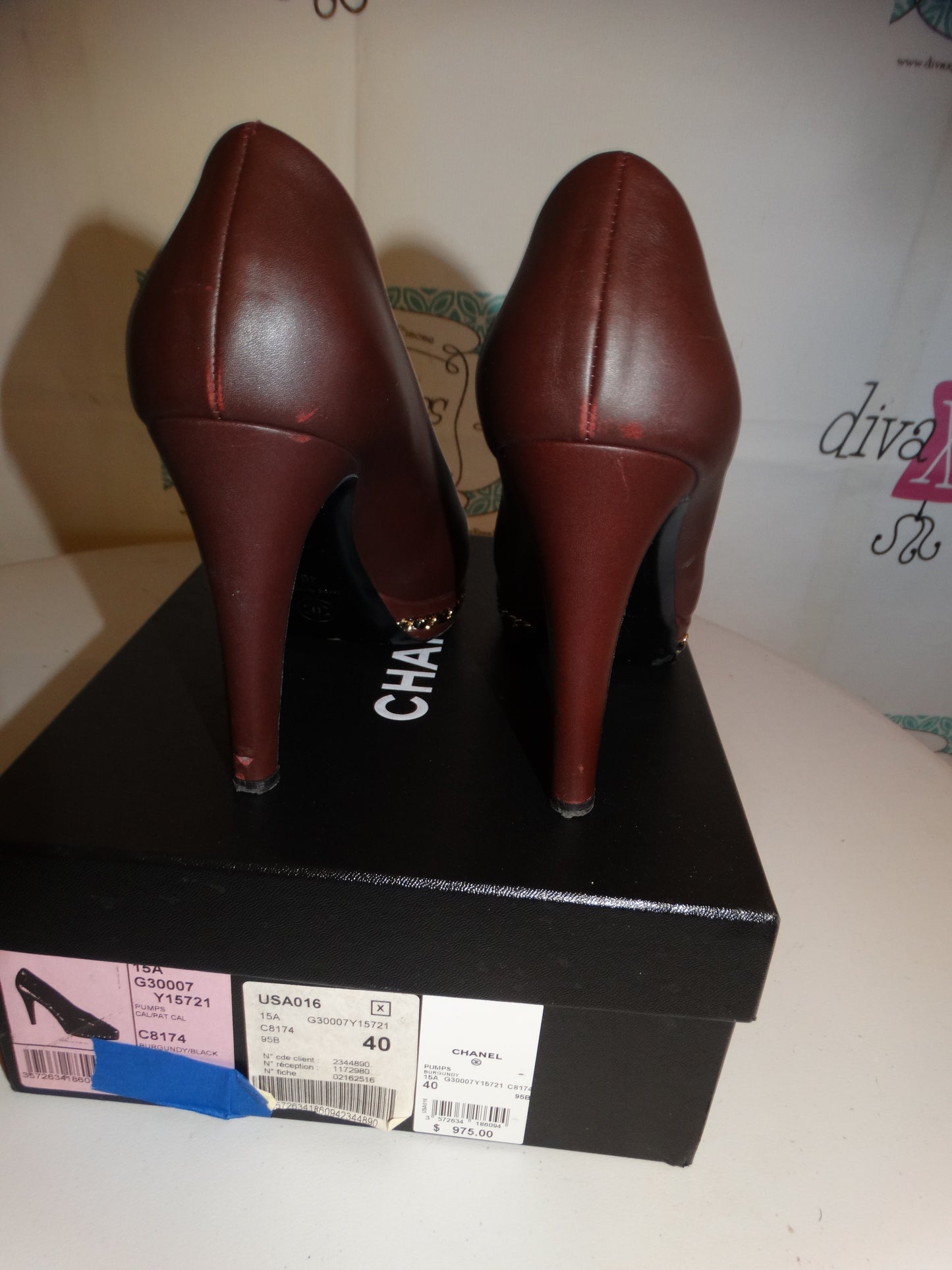 Authentic Chanel Burgundy Pumps Size 40 With Box