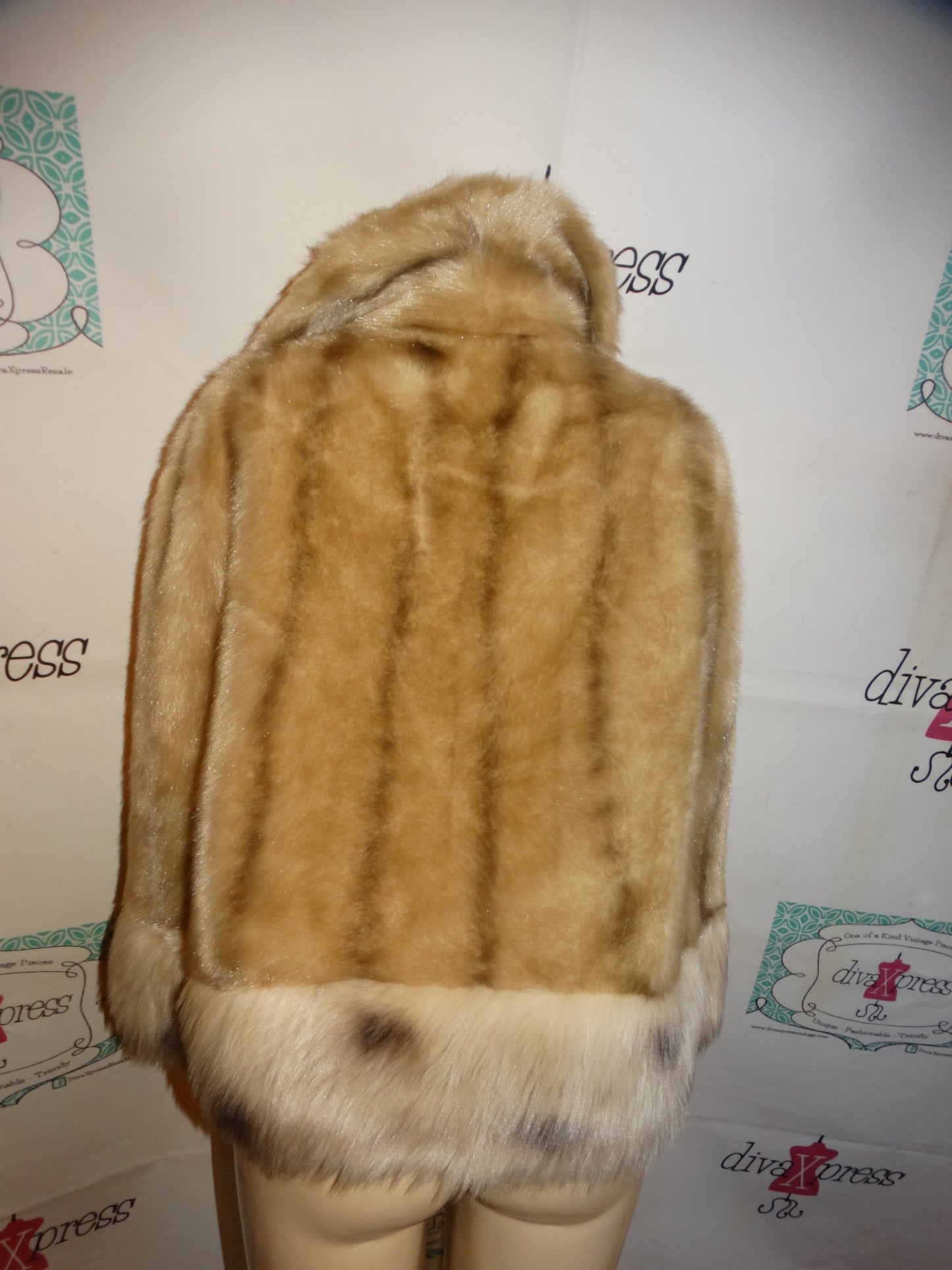 Vintage Faux Fur Poncho Size L-1x