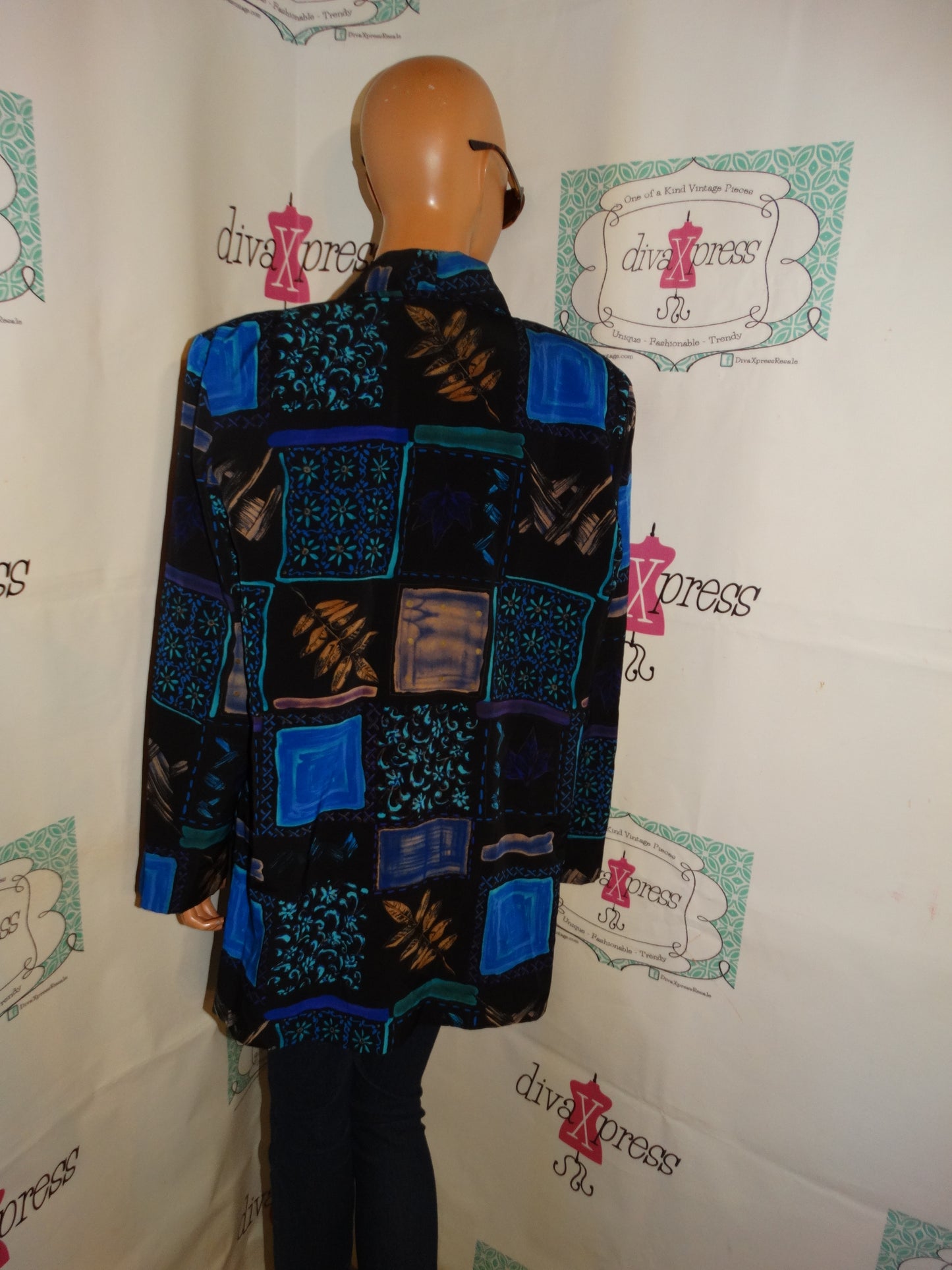 Vintage Kingston Square Black/Purple Blazer Size XL