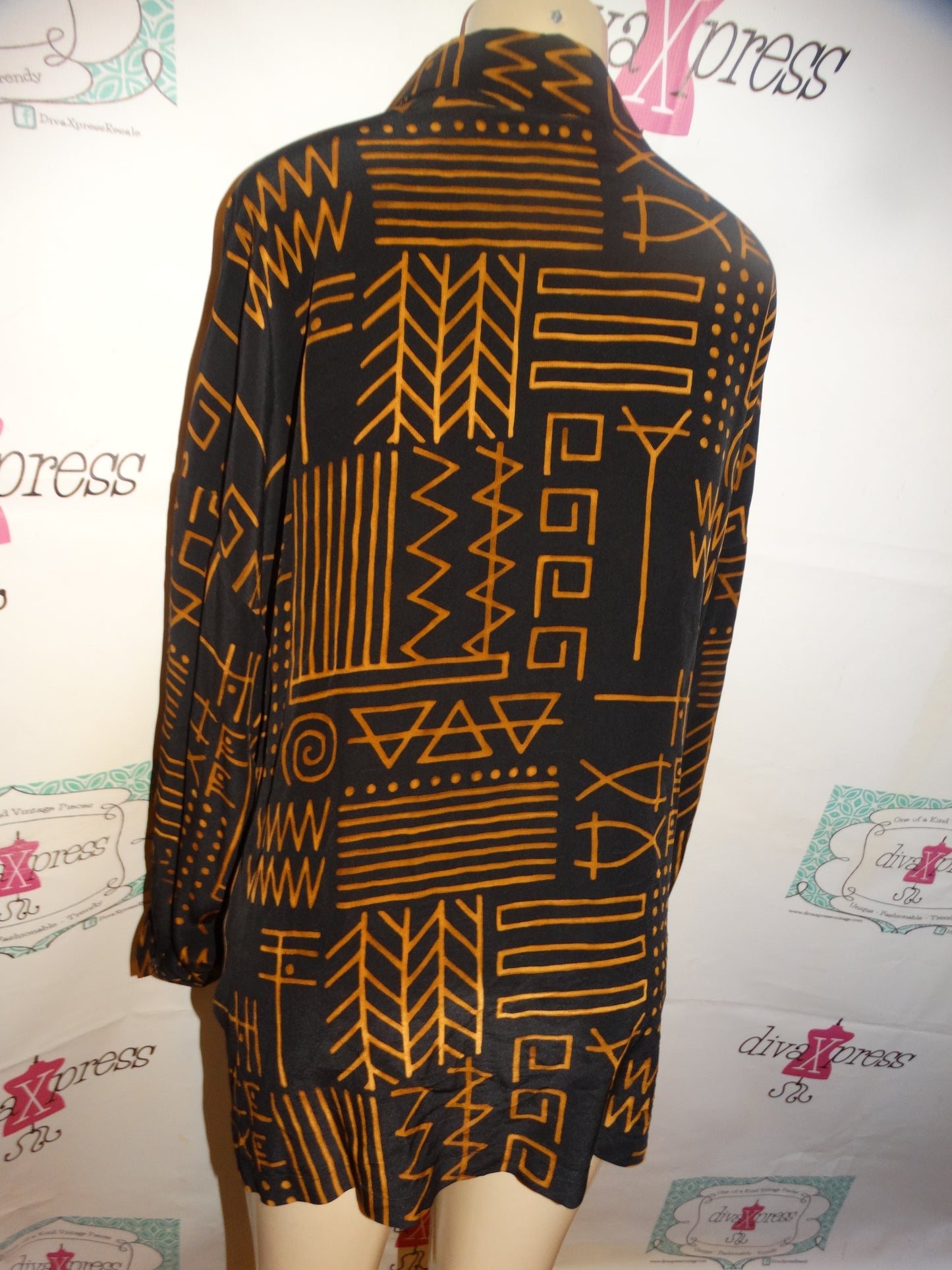 Vintage Ellen Tracey Black/Tan Blouse Size 3x