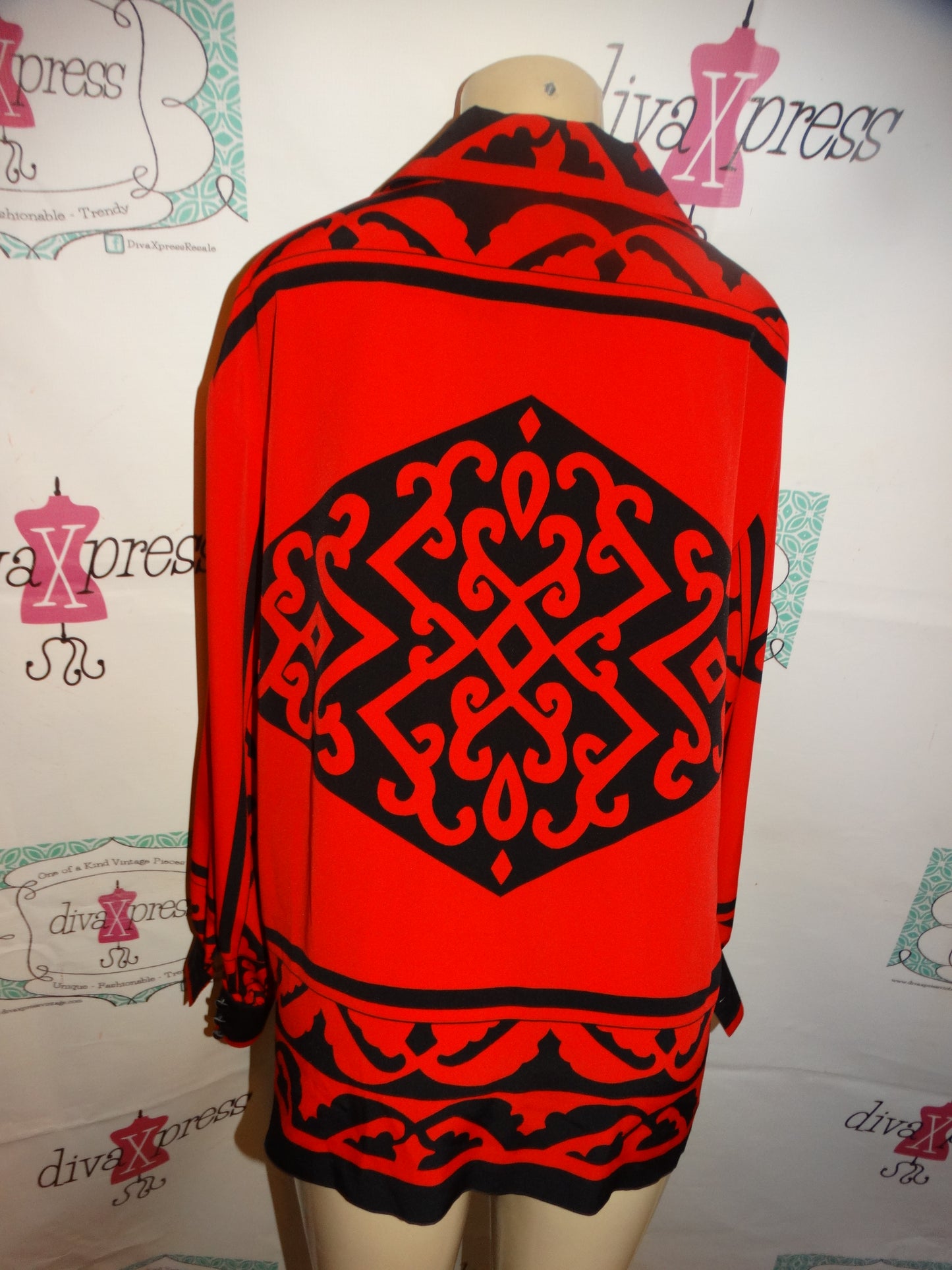 Vintage Brownstone Red/Black Blouse Size 1x